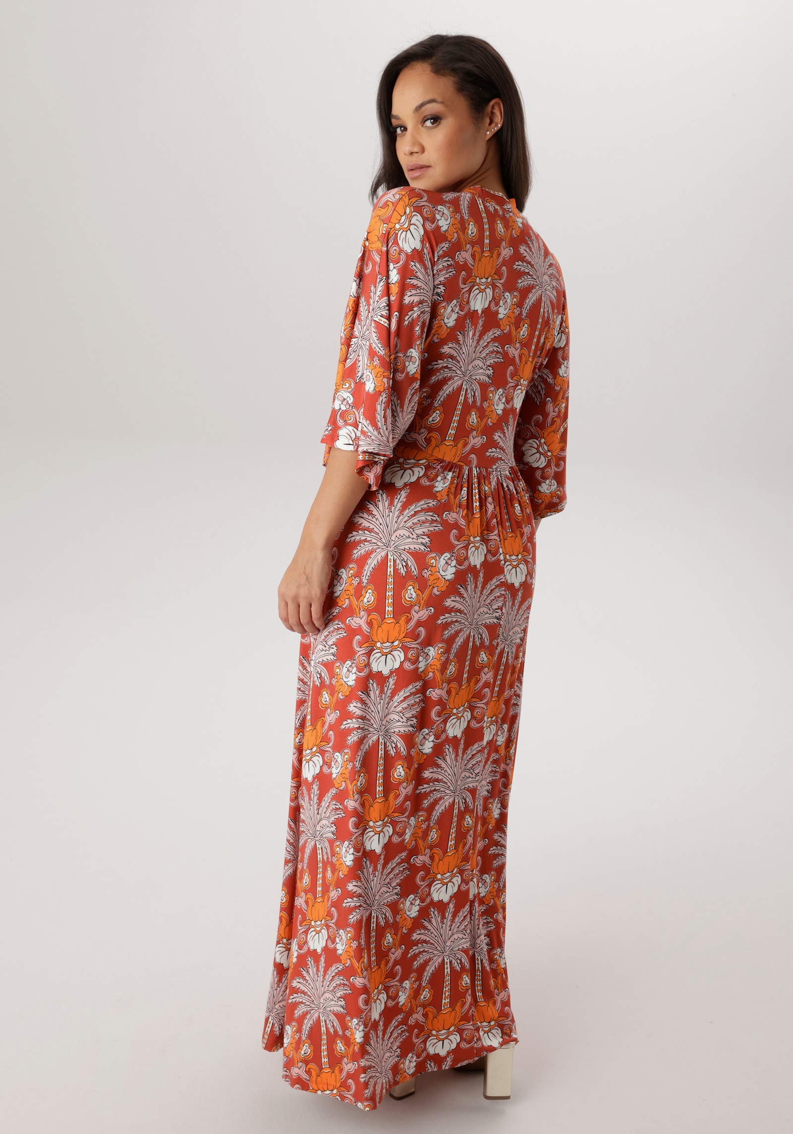 Aniston PLUS Jerseykleid - orange-gemustert