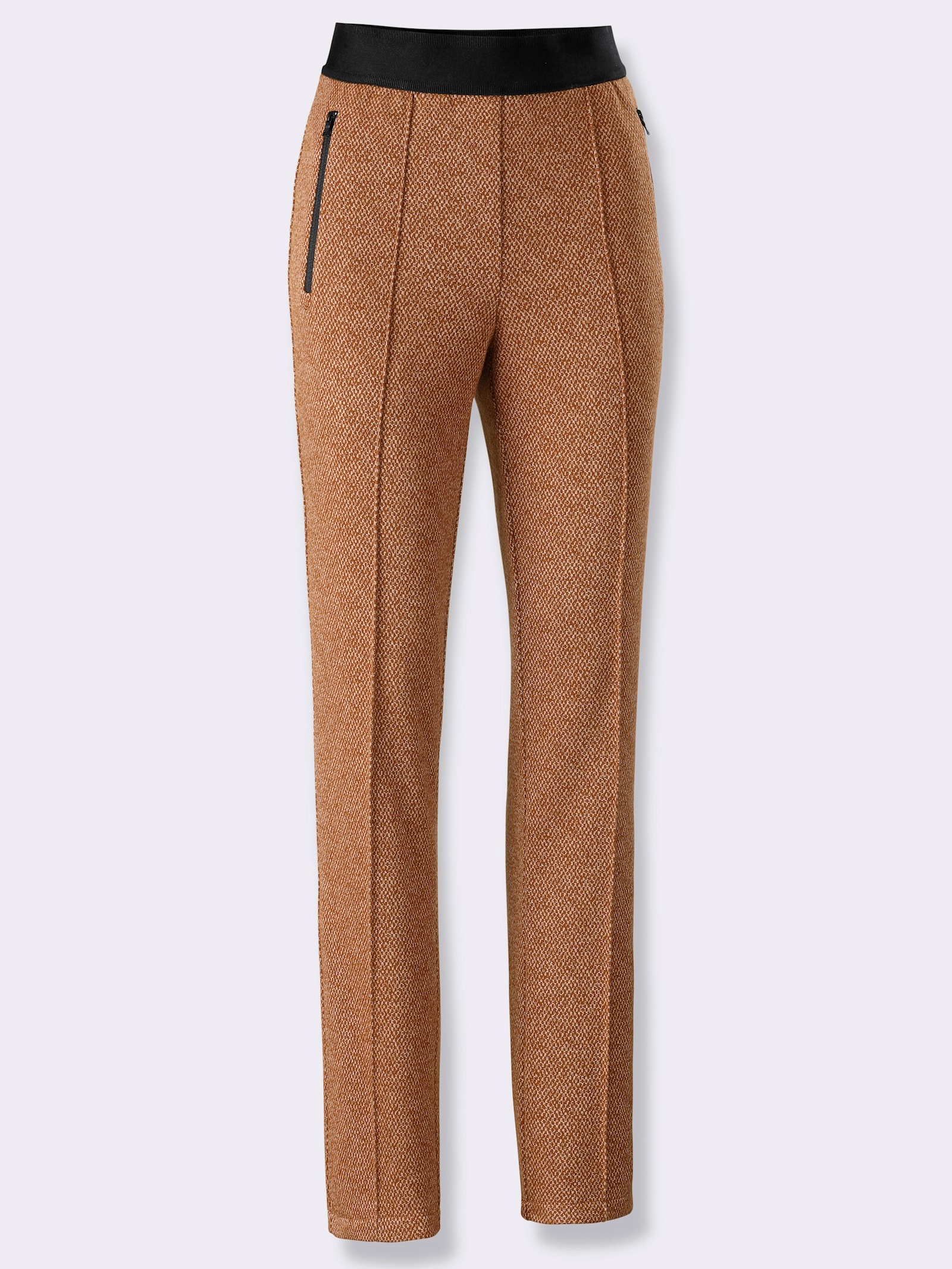 Schlupfhose in Jacquard-Qualität - cognac-camel-meliert