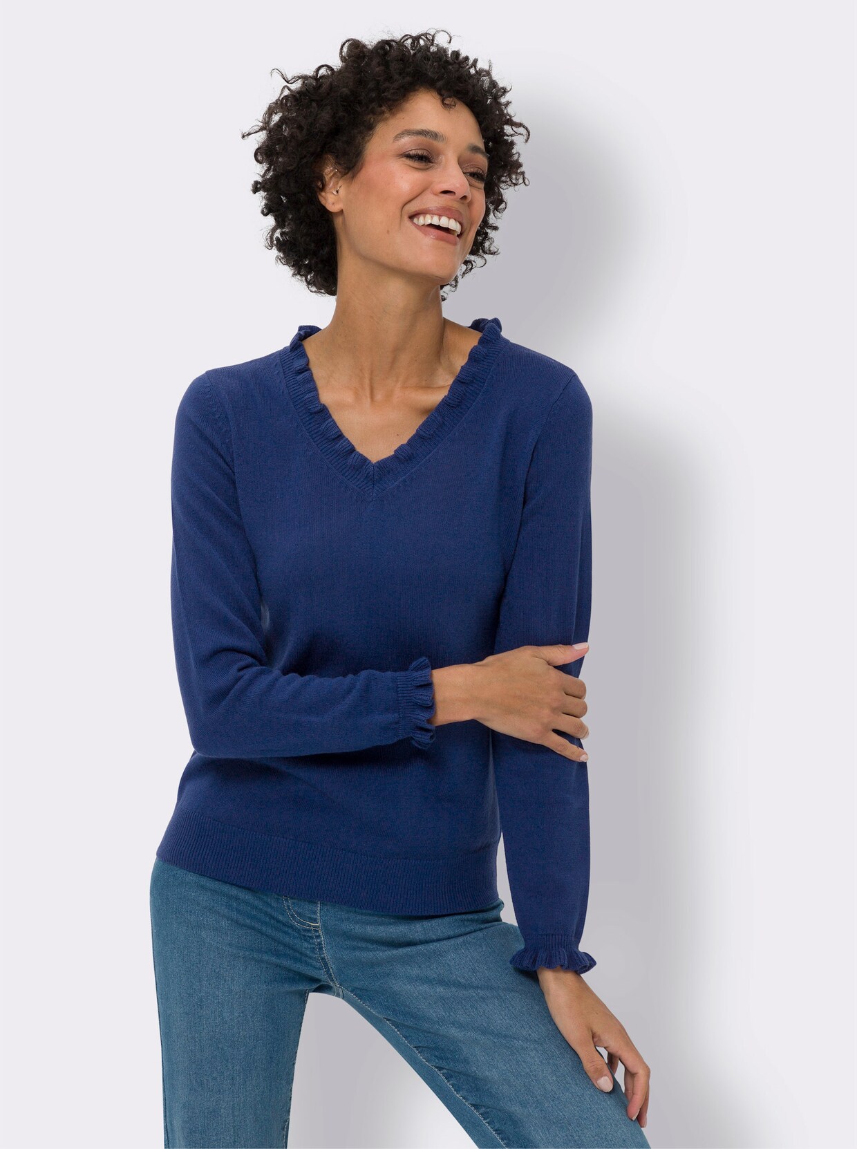 Langarm-Pullover - royalblau