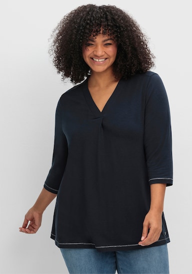 sheego 3/4-Arm-Shirt - tiefblau