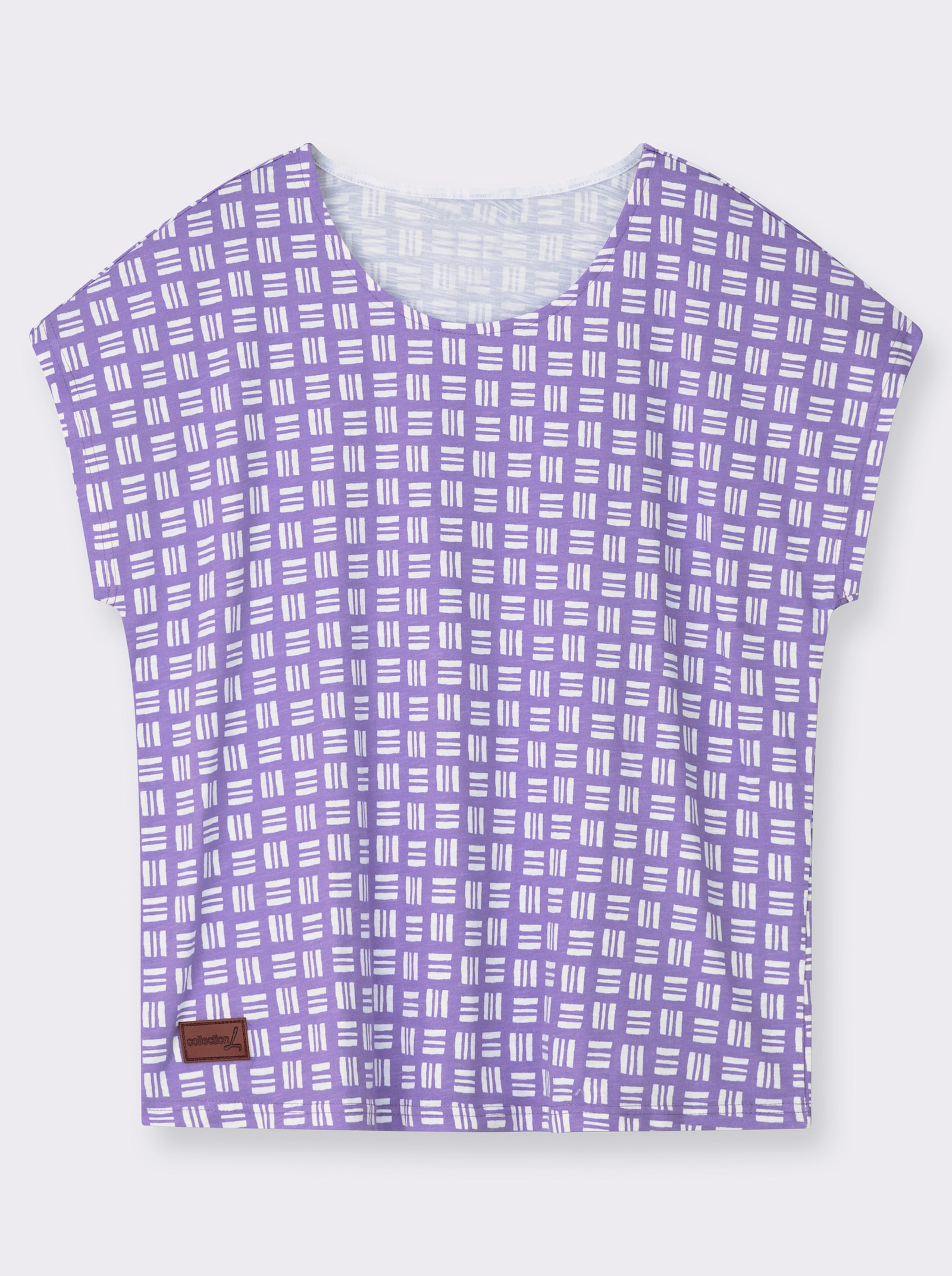 Print-Shirt aus reiner Baumwolle - lavendel-ecru-bedruckt