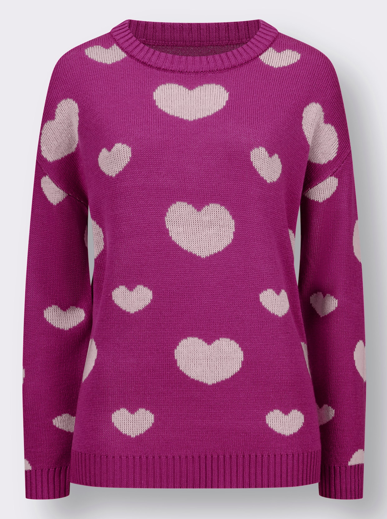 Pullover met lange mouwen - magenta/ecru gedessineerd