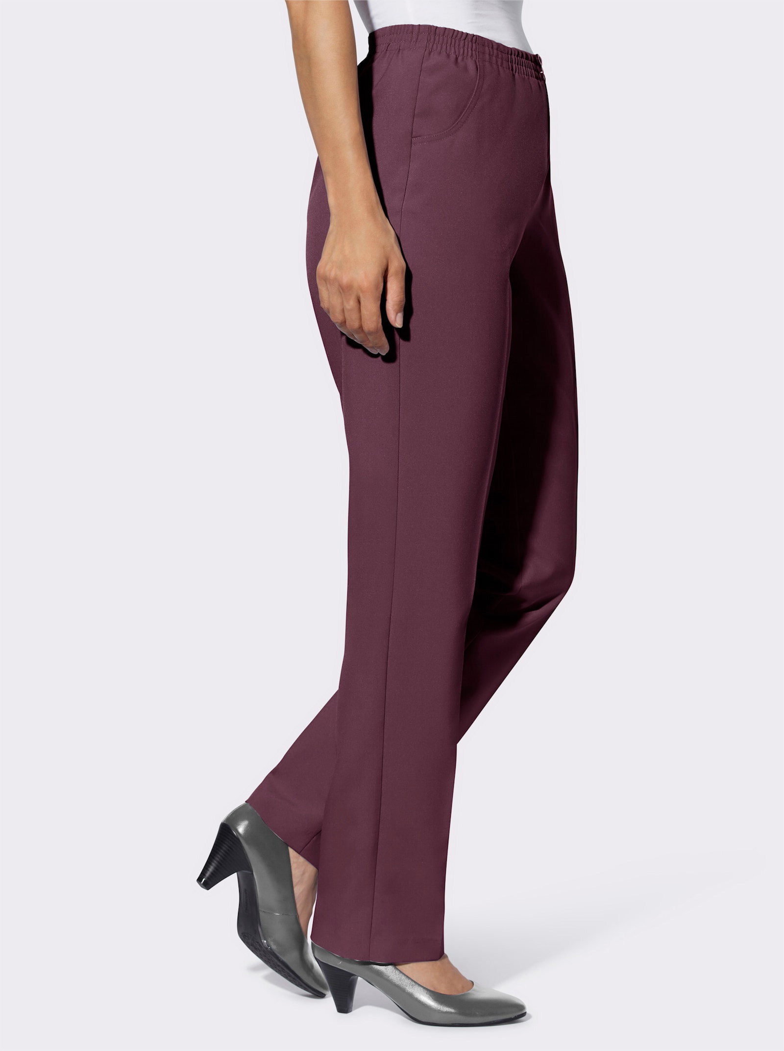 Schlupfhose mit Rundum-Dehnbund - burgund