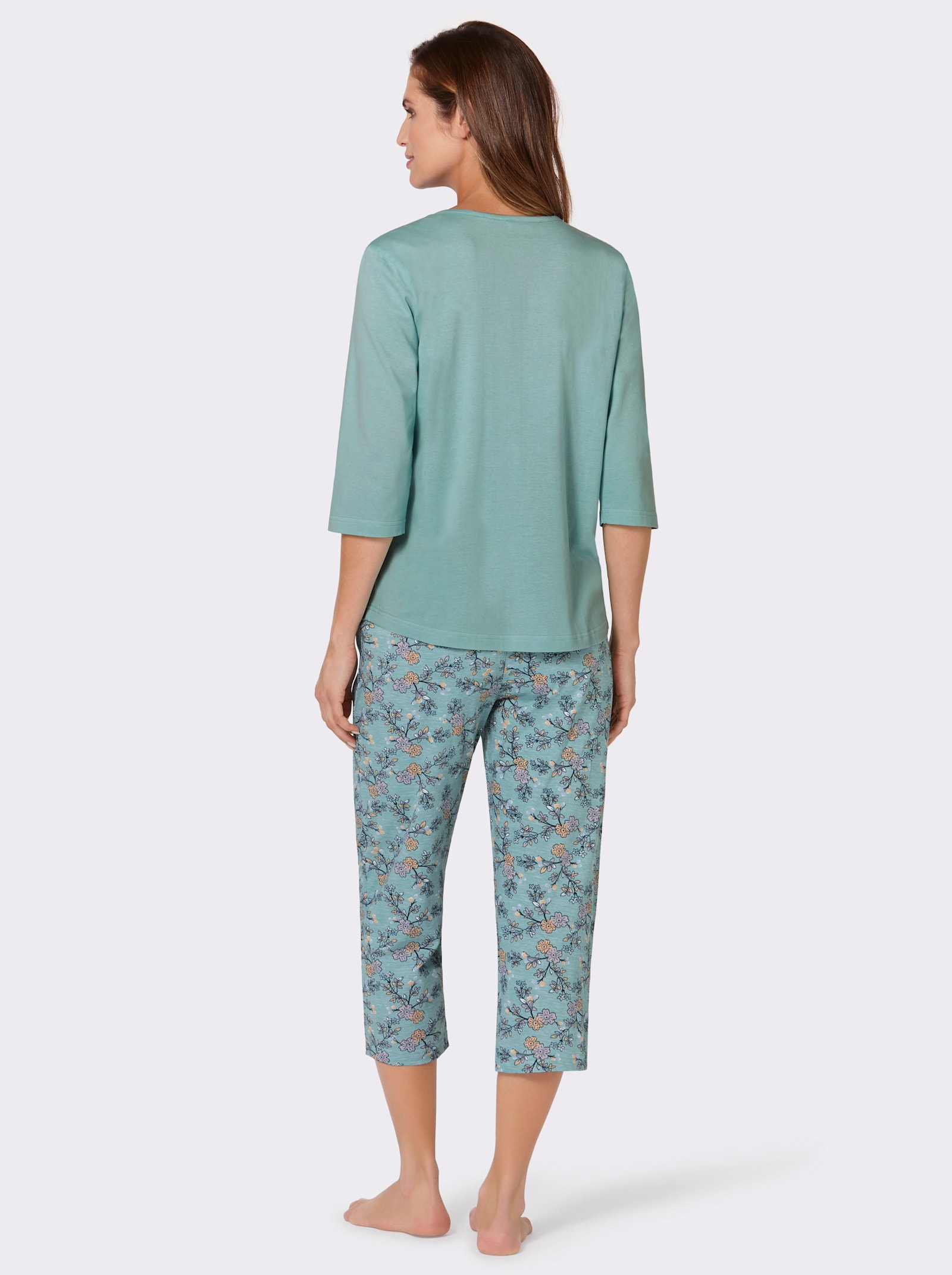 wäschepur Pyjama's met broek met comfortband - lindegroen + bleu