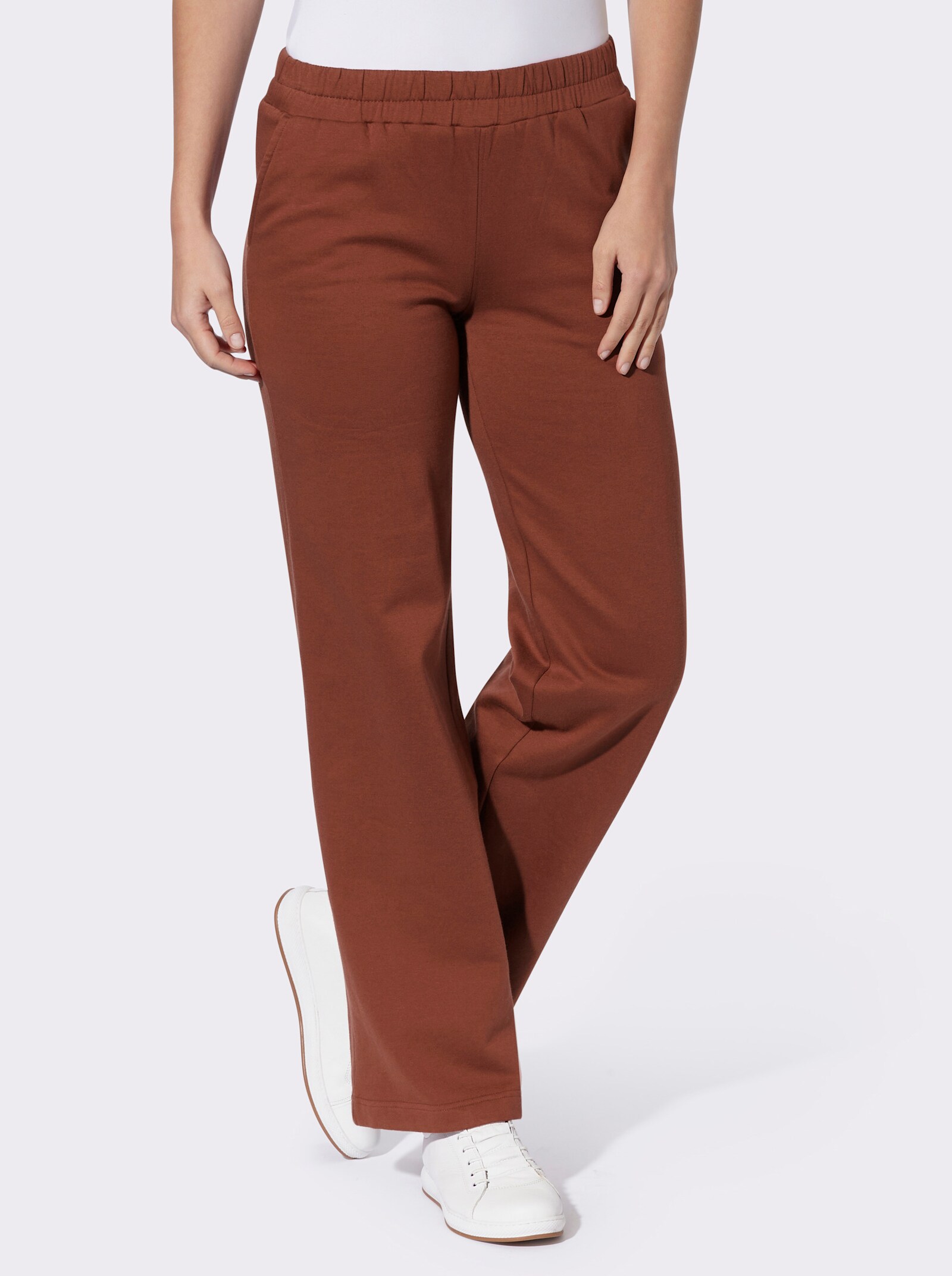 Jerseyhose mit Dehnbund - rotbraun