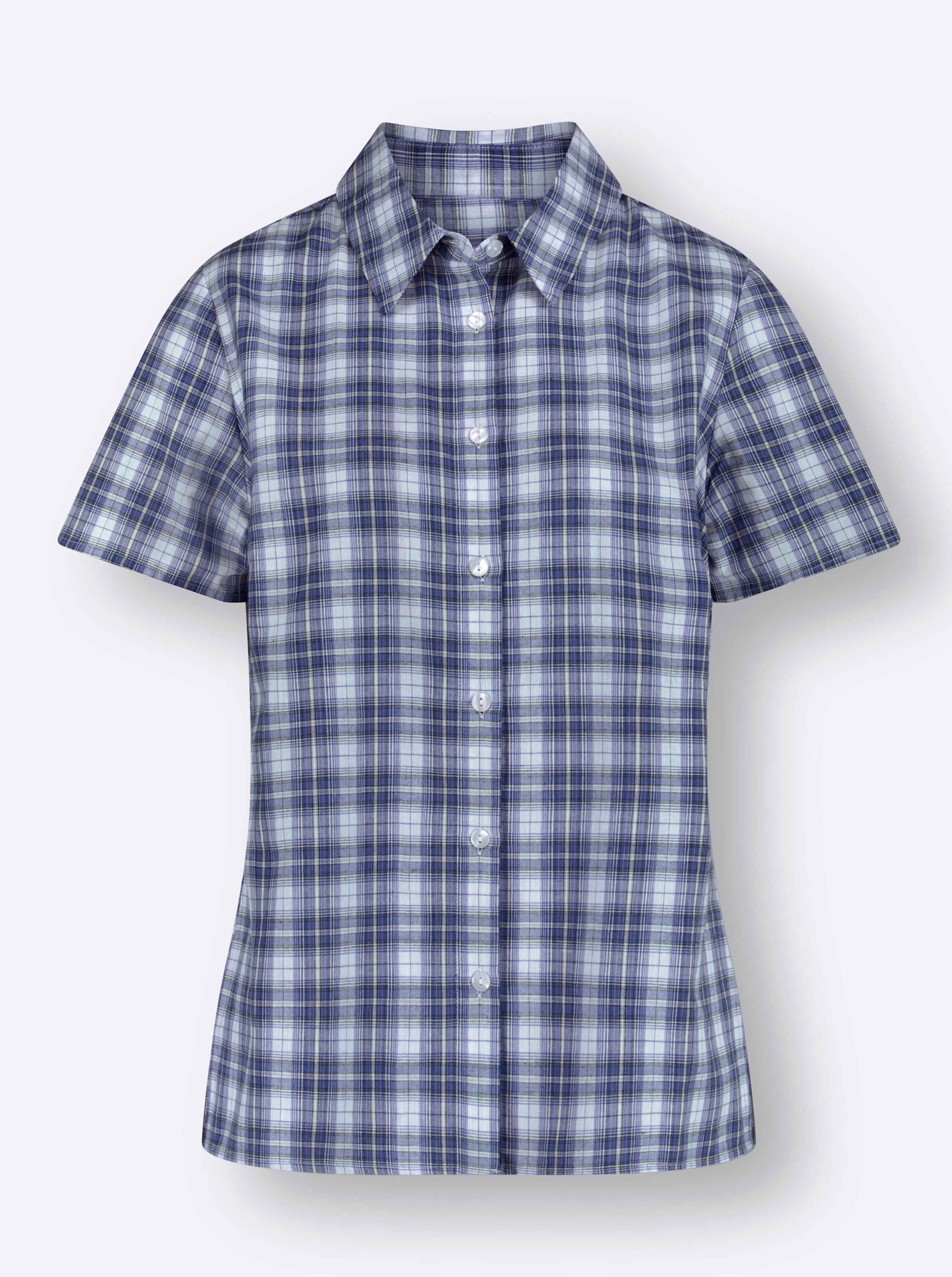 Witt Weiden Damen Karobluse royalblau kariert  - Onlineshop Witt Weiden