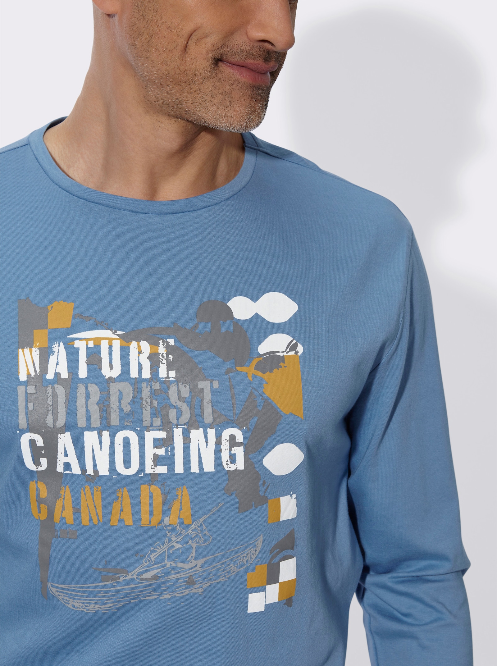 Langarmshirt mit Druckmotiv - mittelblau