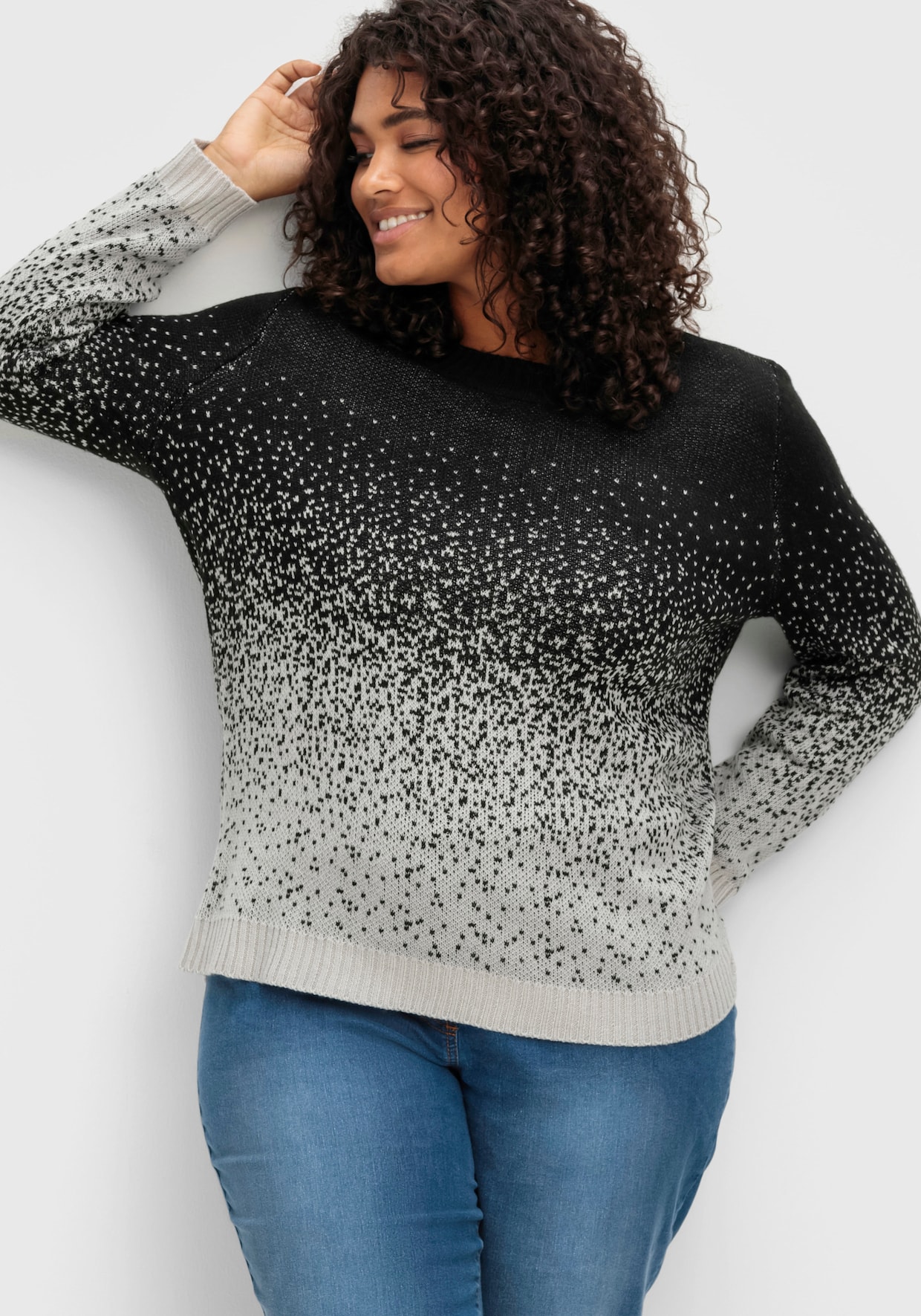 Jacquardpullover - schwarz-gemustert