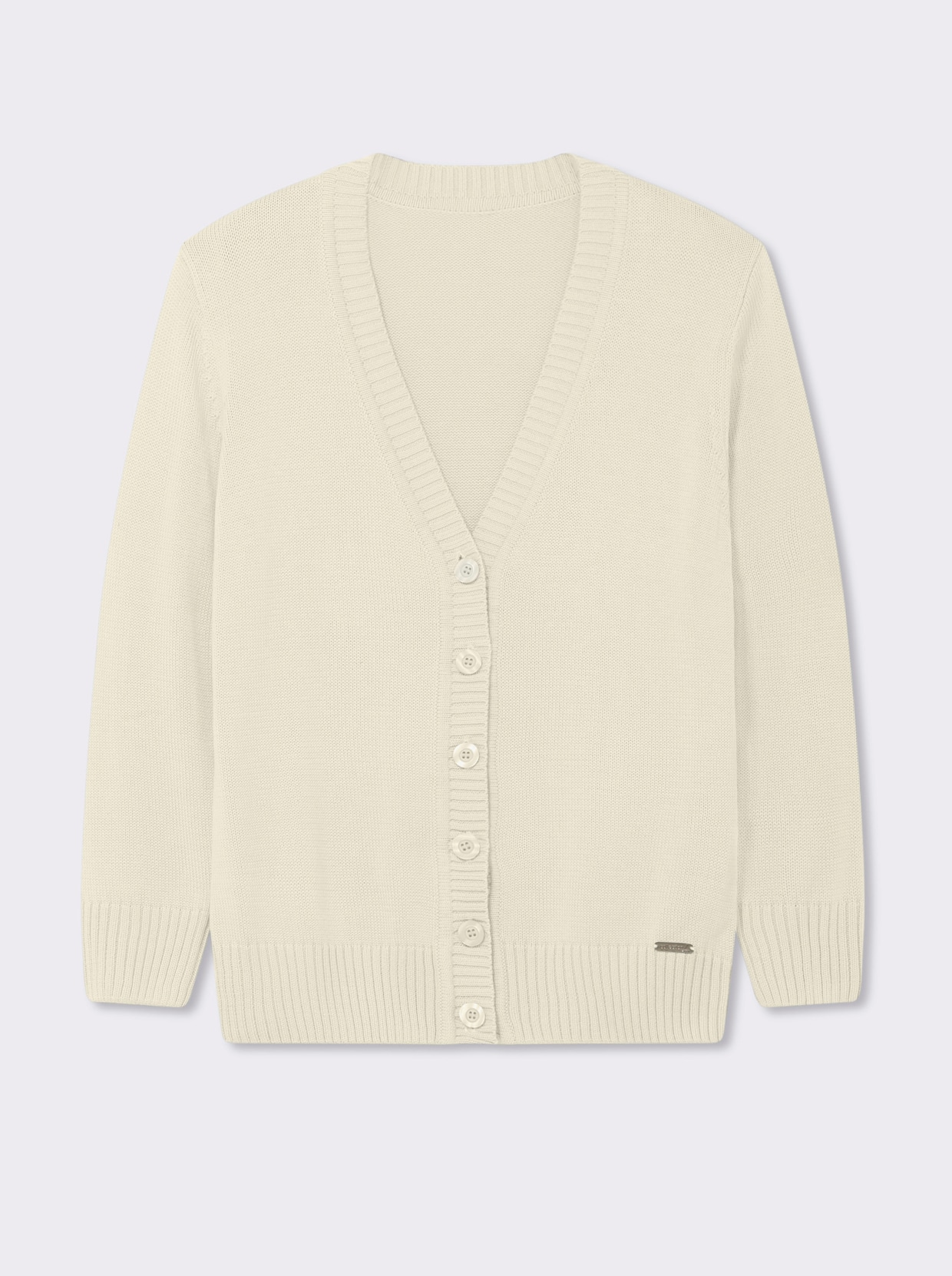 Strickjacke mit farblich abgestimmten Knöpfen - wollweiß