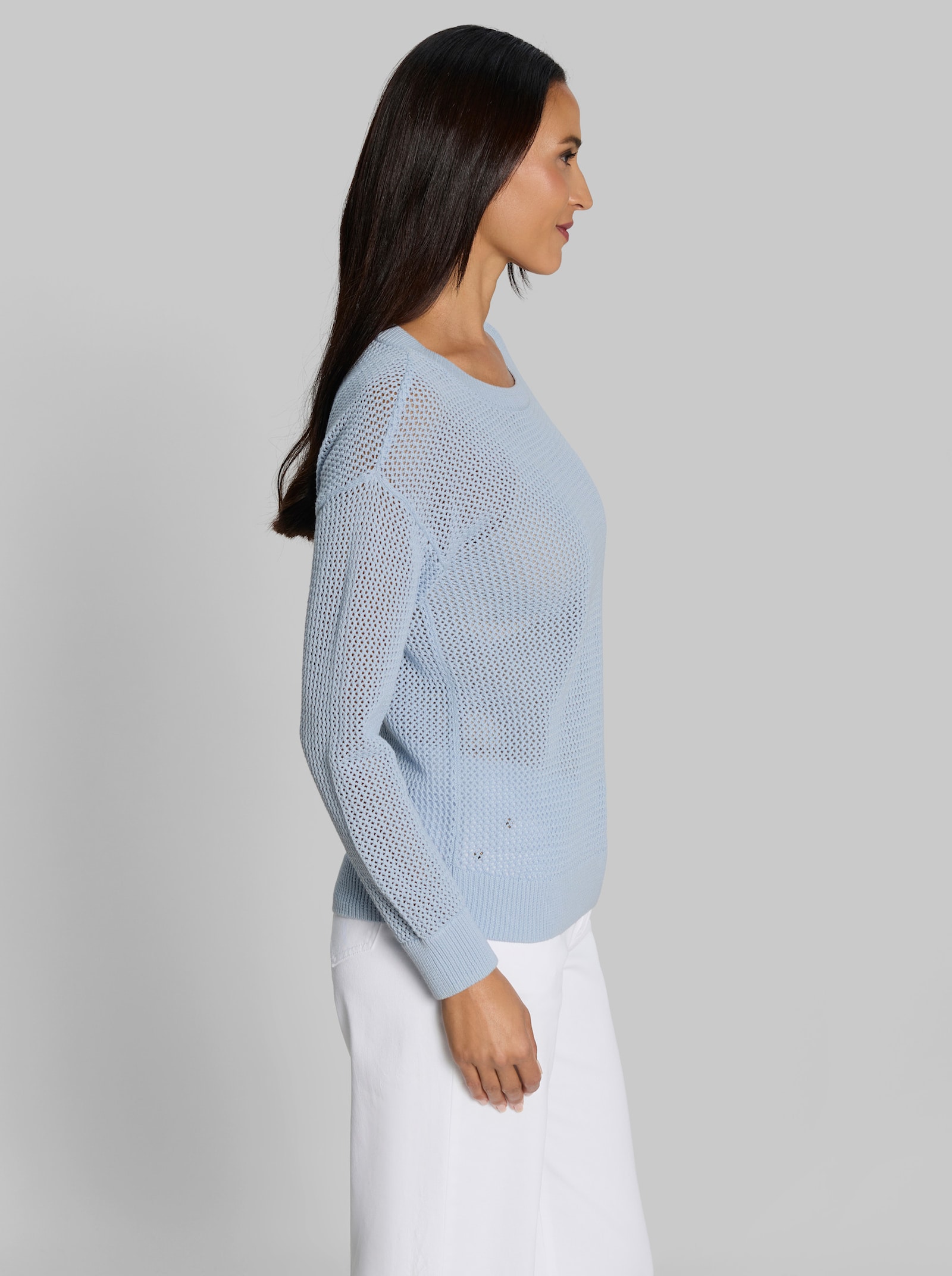heine Ajourpullover aus Baumwolle - hellblau