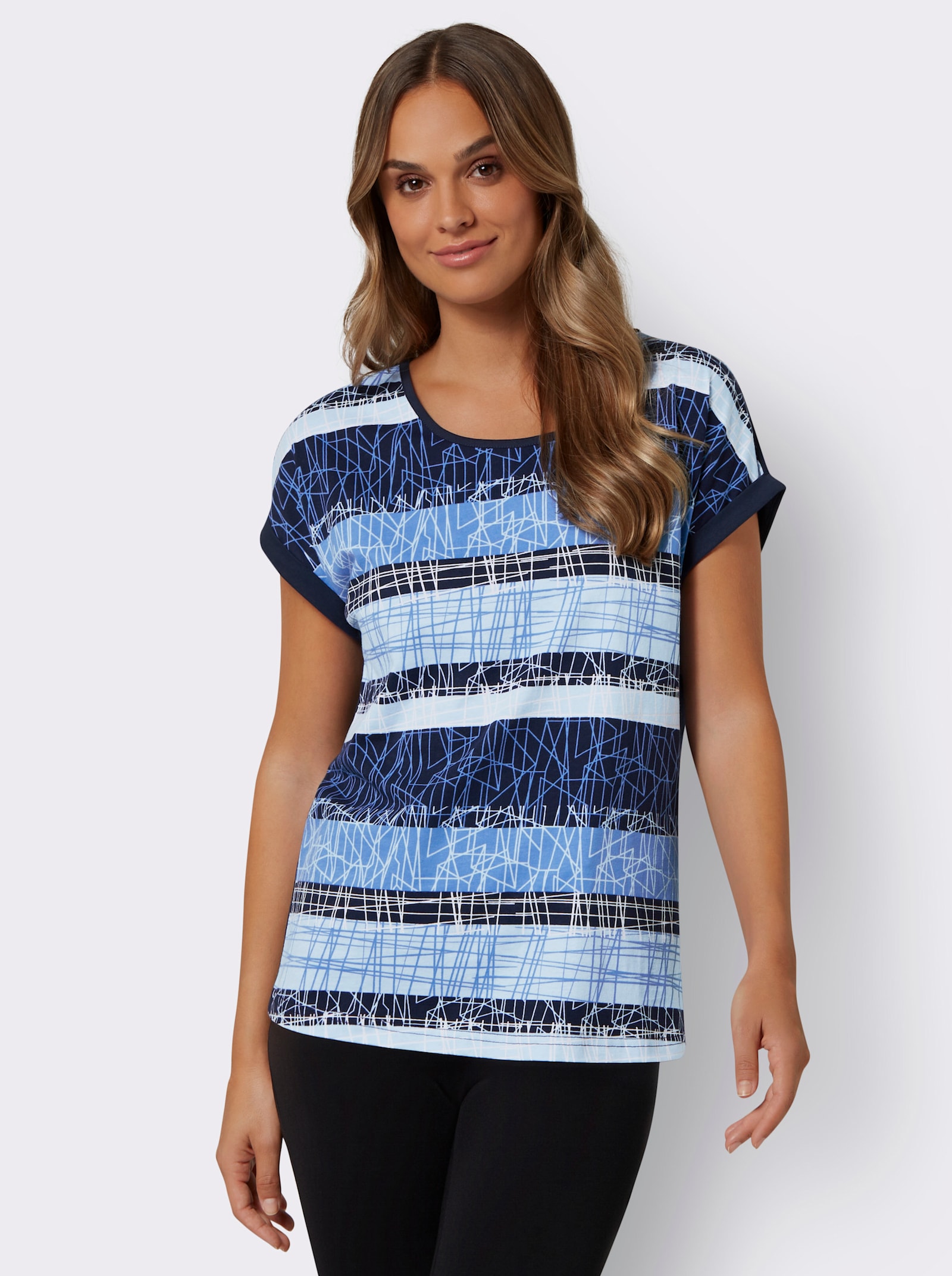 Shirt met korte mouwen en print voor - ijsblauw/nachtblauw bedrukt