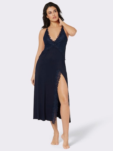 wäschepur Nachthemd mit langem Beinschlitz - marine