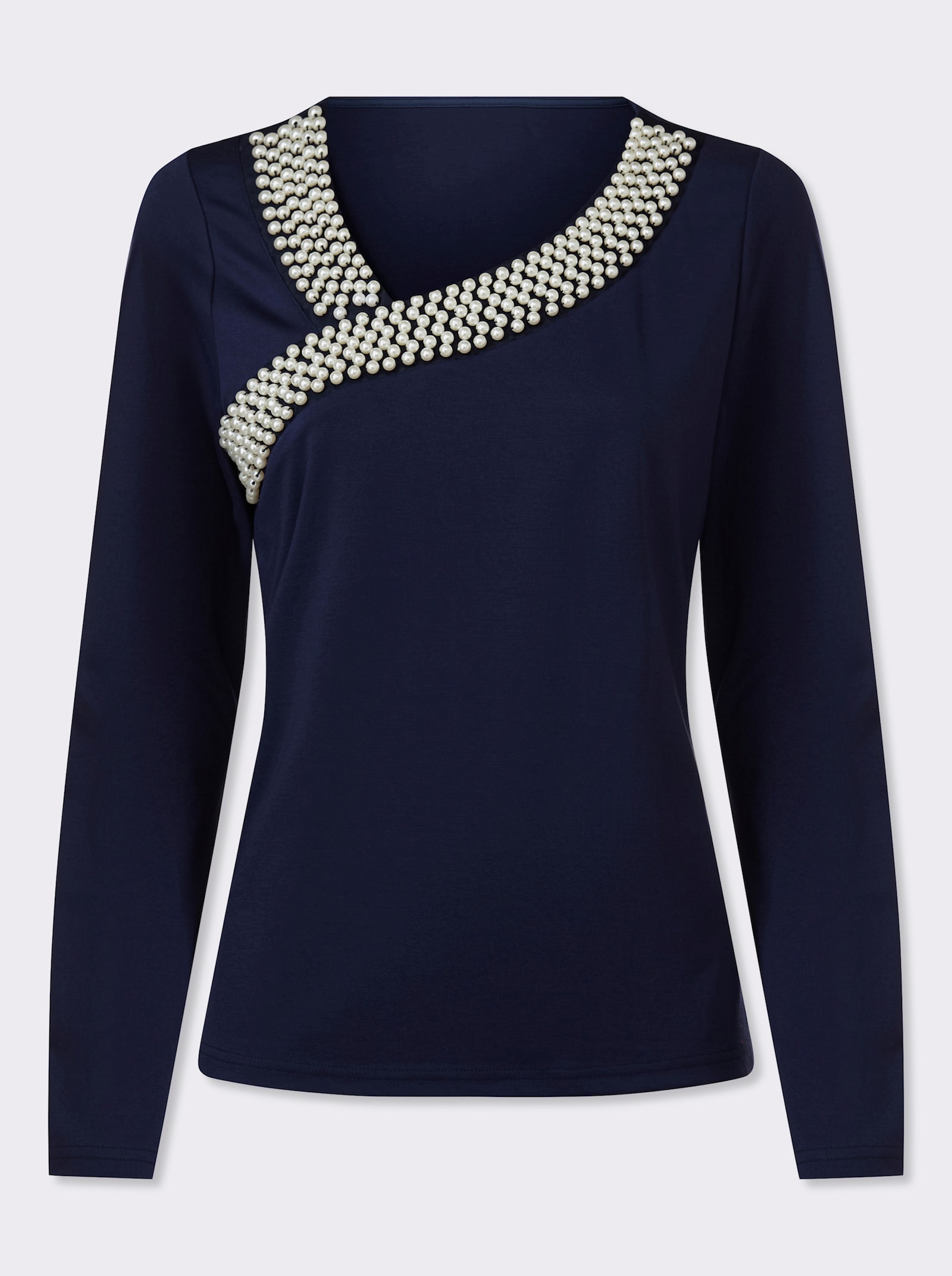 heine Langarmshirt mit Zierperlen - marine