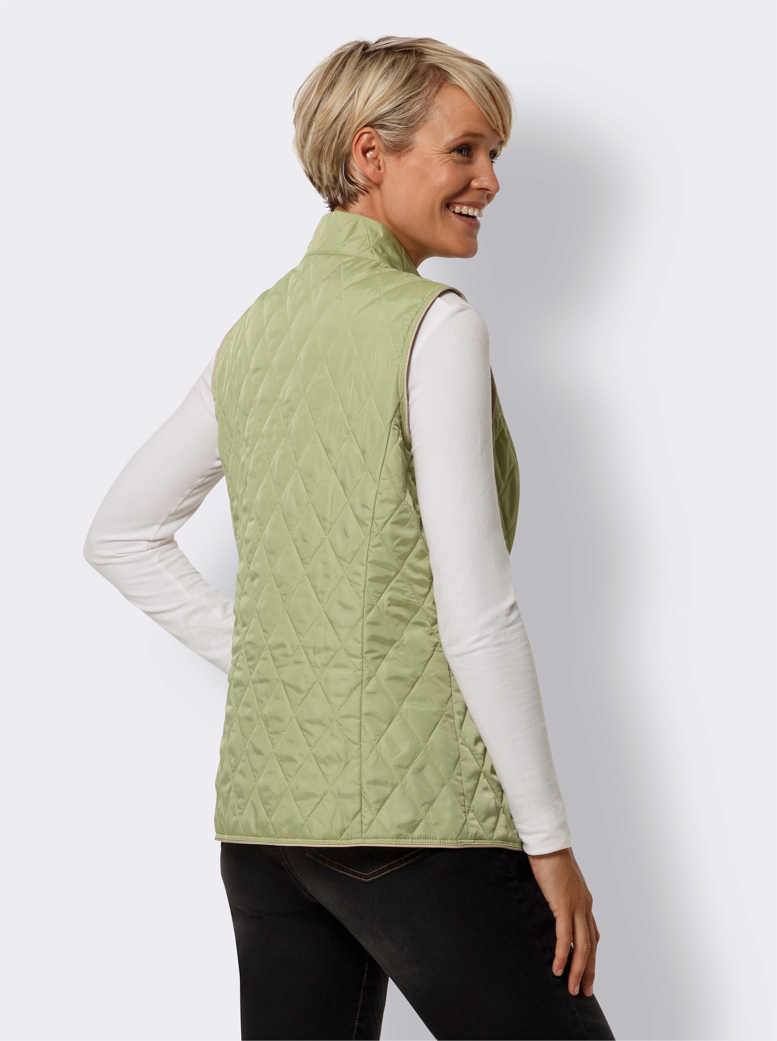 Bodywarmer met contrastpaspels - lindegroen