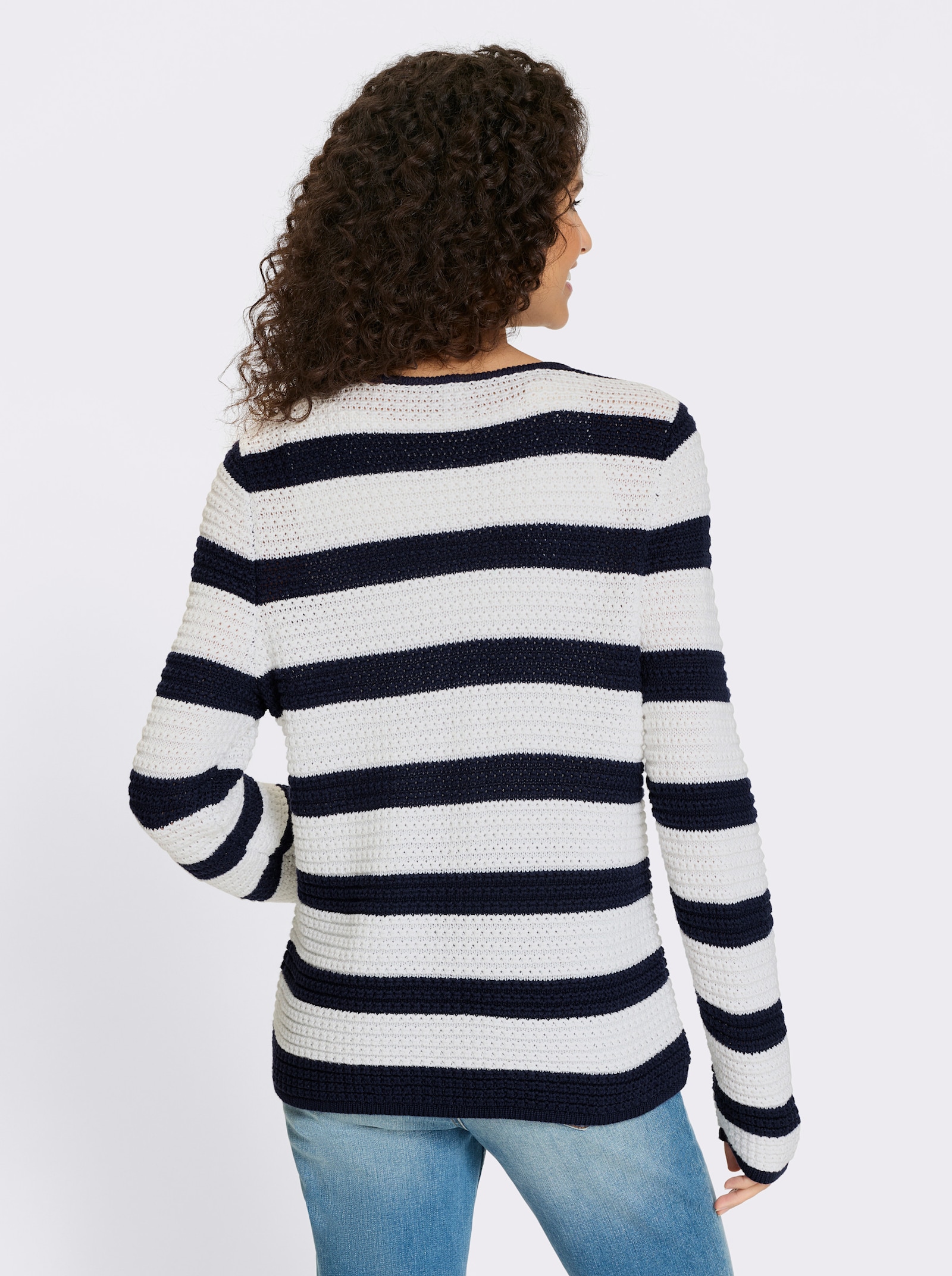 heine Strickjacke mit Ringelmuster - marine-ecru-gestreift