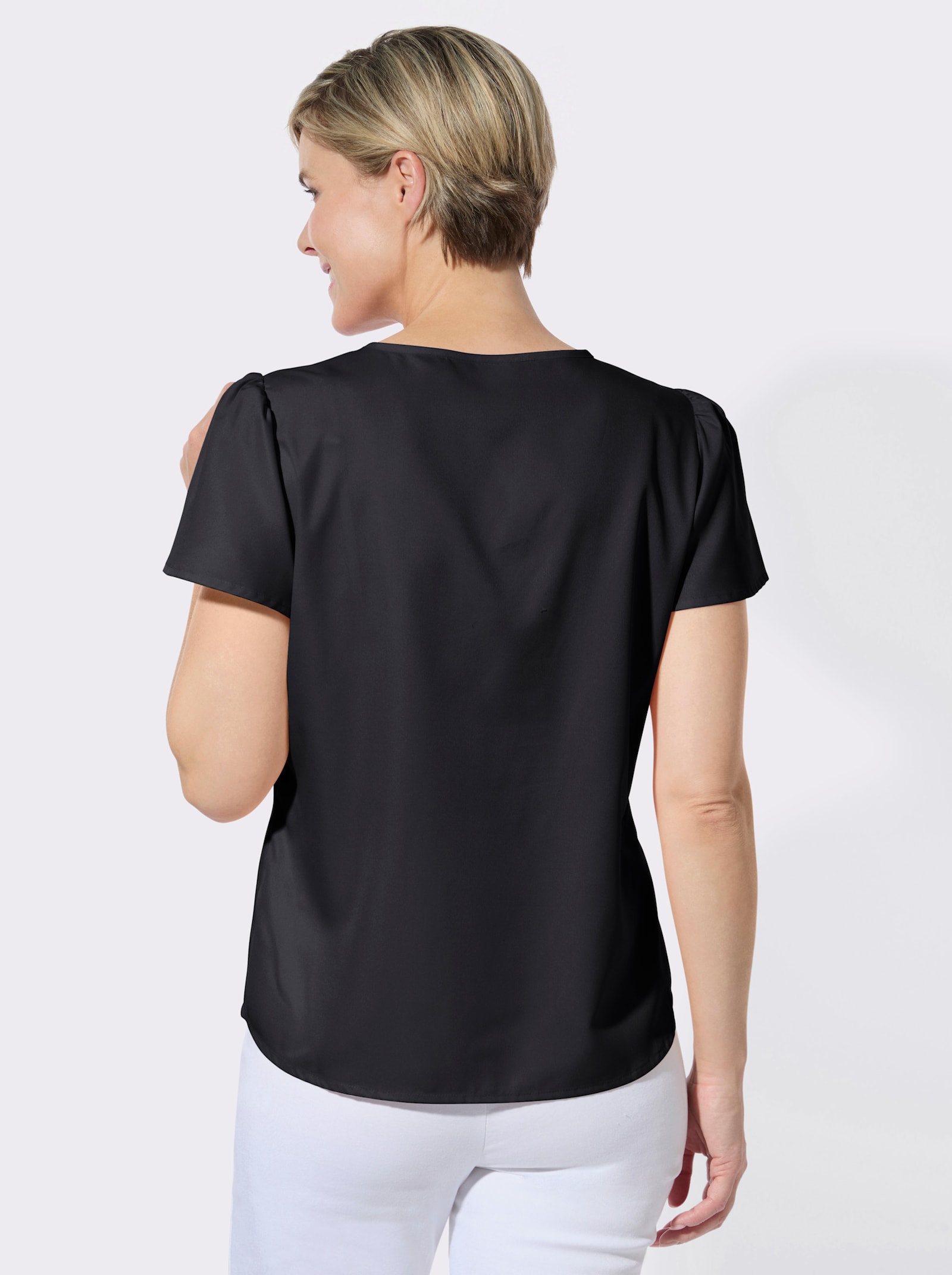 Schlupfbluse mit Flügelärmeln - schwarz