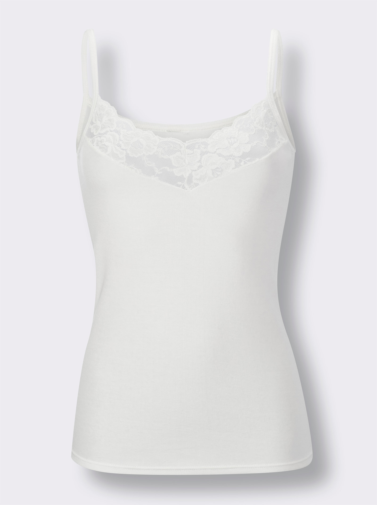wäschepur Trägerhemd mit Spitze - weiß