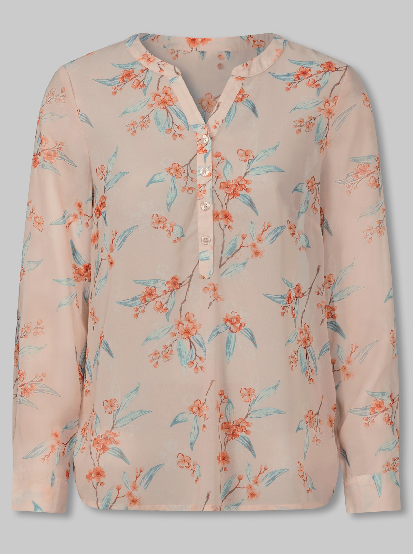 heine Georgettebluse mit Ärmelriegel - elfenbein-mint-bedruckt