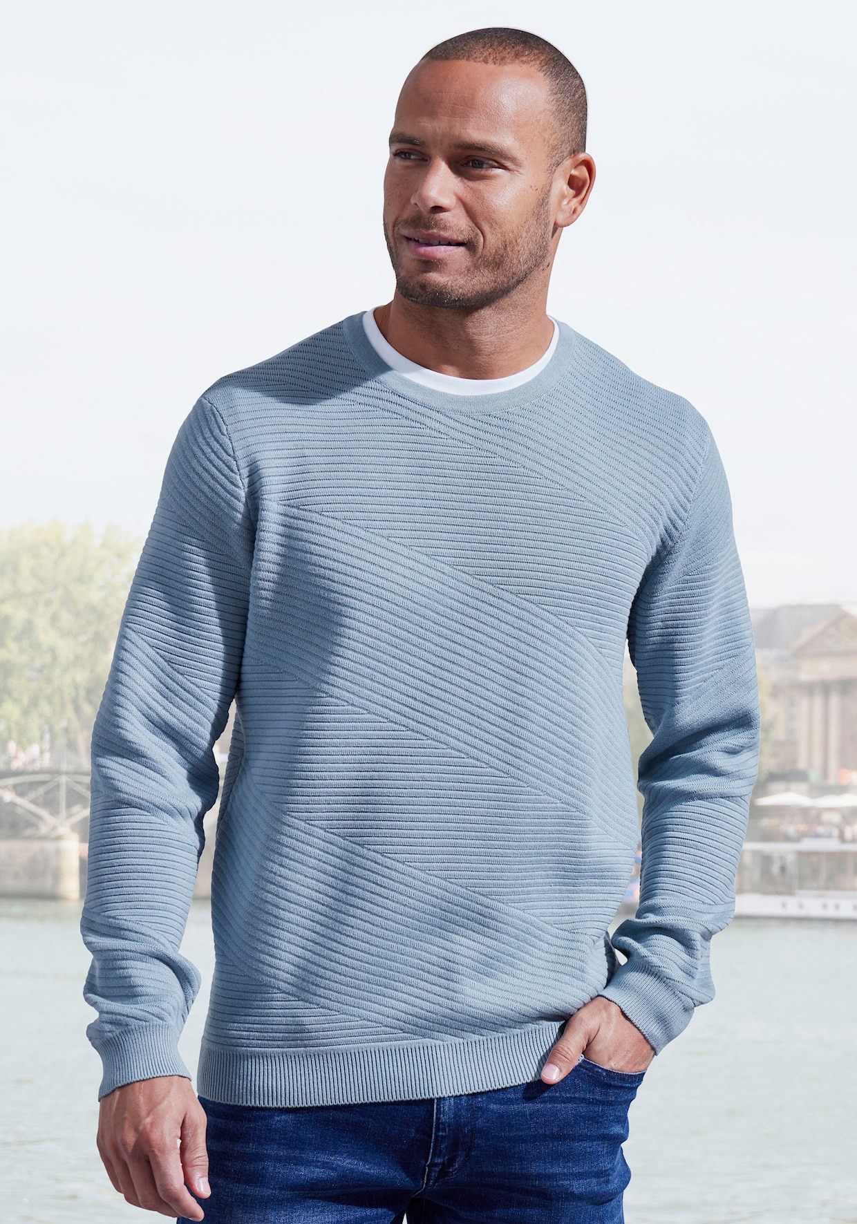 Strickpullover - rauchblau