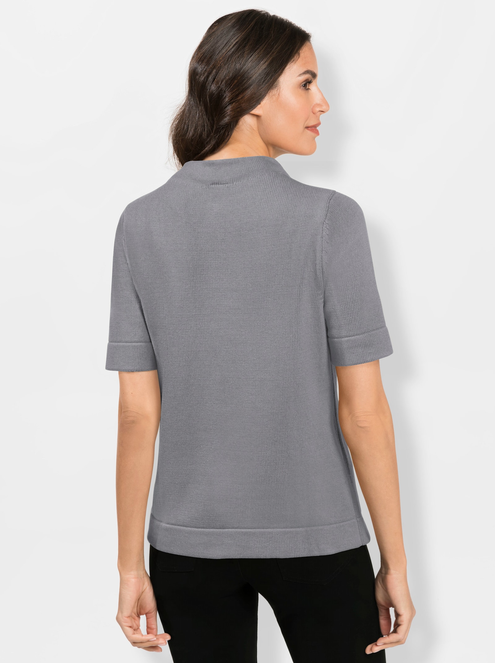 Pulóver so stojačikom a polovičnými rukávmi - sivá