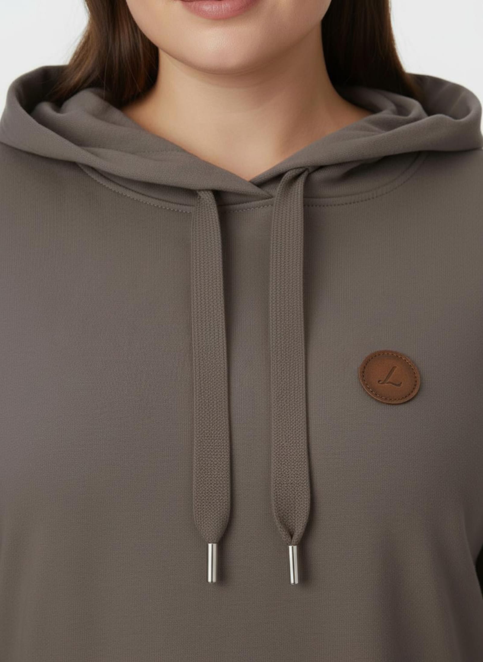 Longsweatshirt mit Kapuze - dunkeltaupe