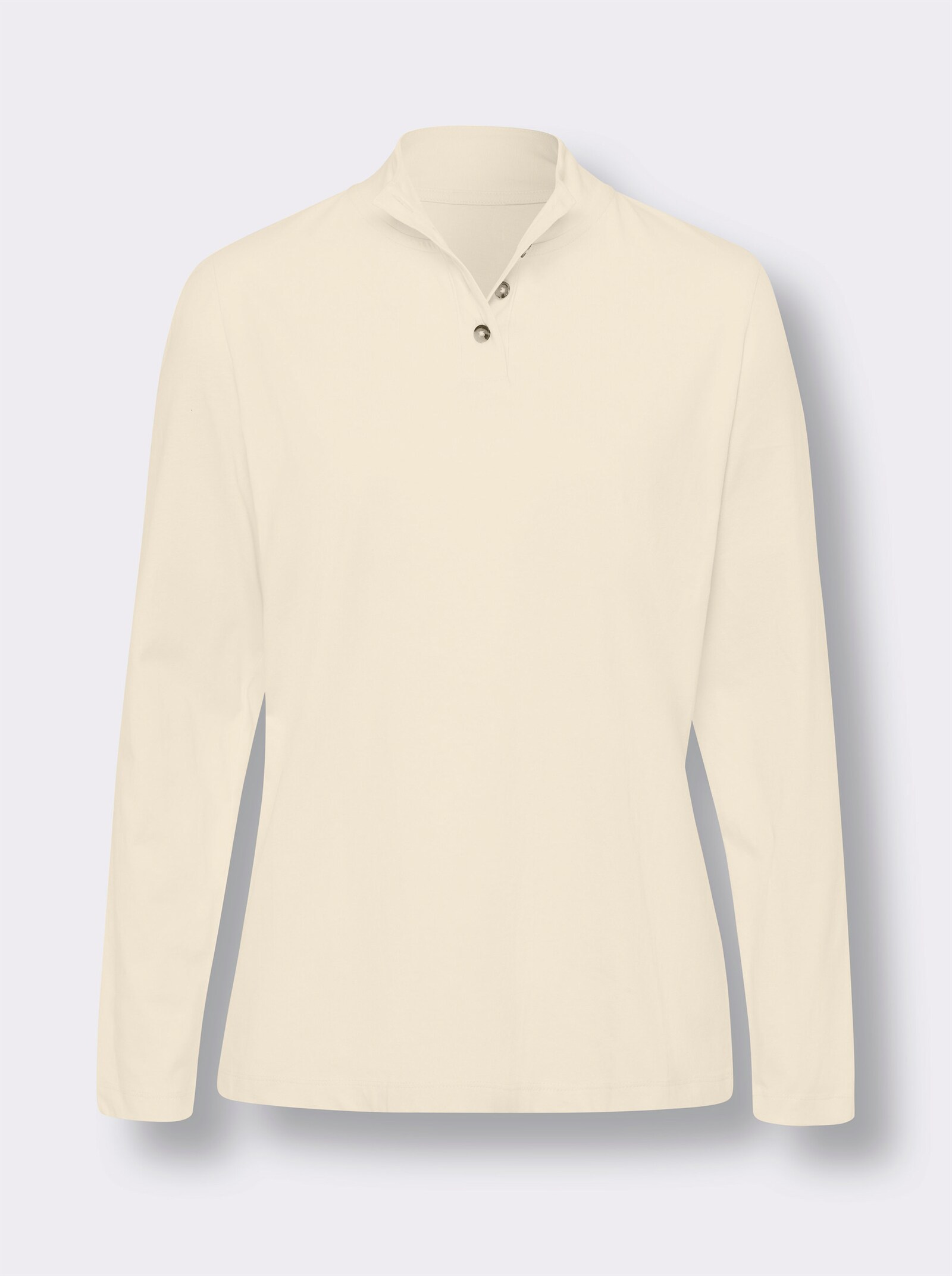 Stehkragenshirt mit Schmuckknöpfen - champagner