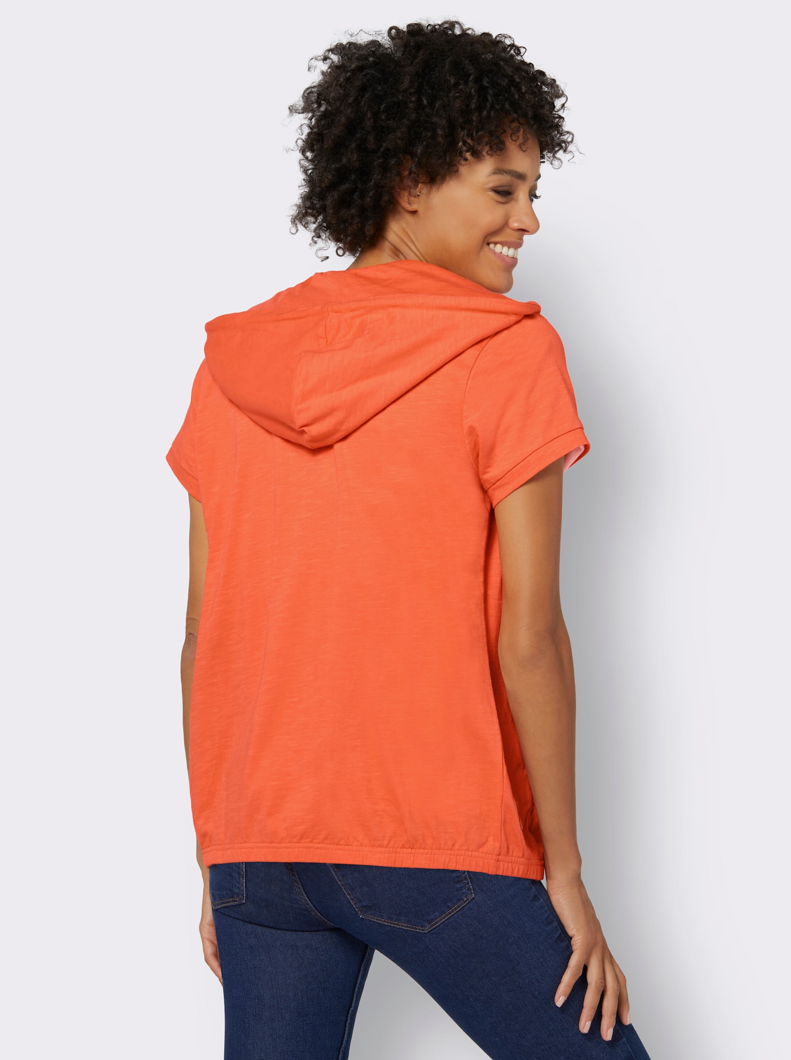 Sweatjacke mit Nahttaschen - orange