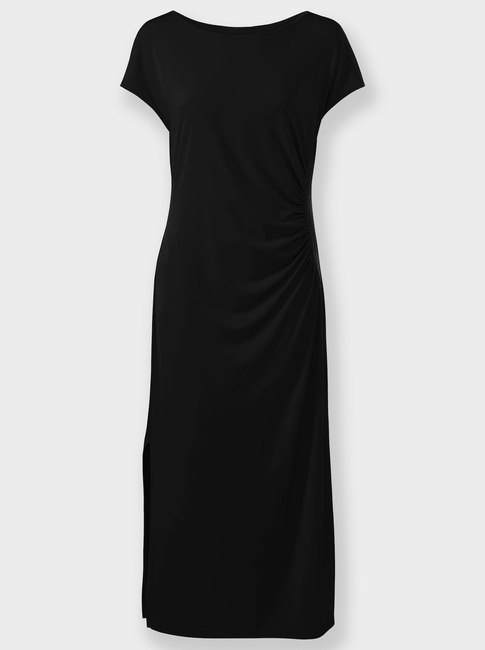 heine Maxikleid mit Raffungen und Saumschlitz - schwarz