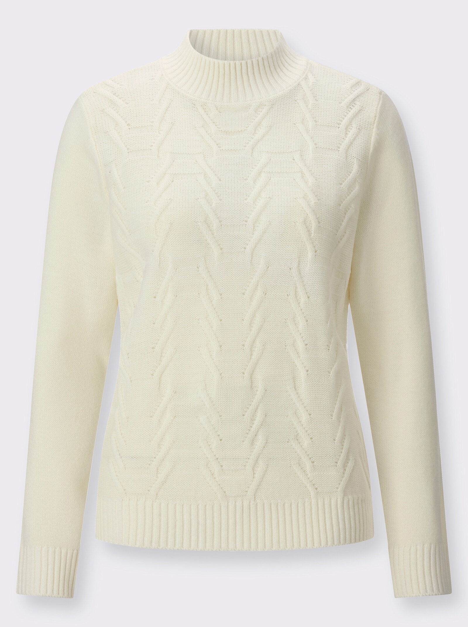 Stehkragenpullover mit Strukturmuster - ecru