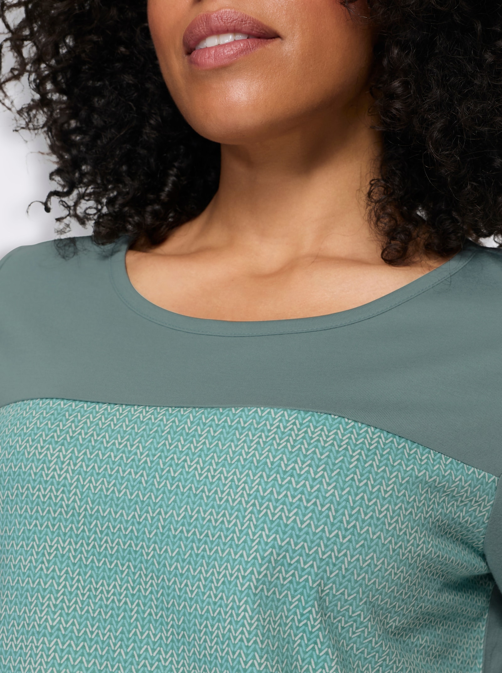 Shirt met korte mouwen in mêleelook - jade/kalkmint bedrukt