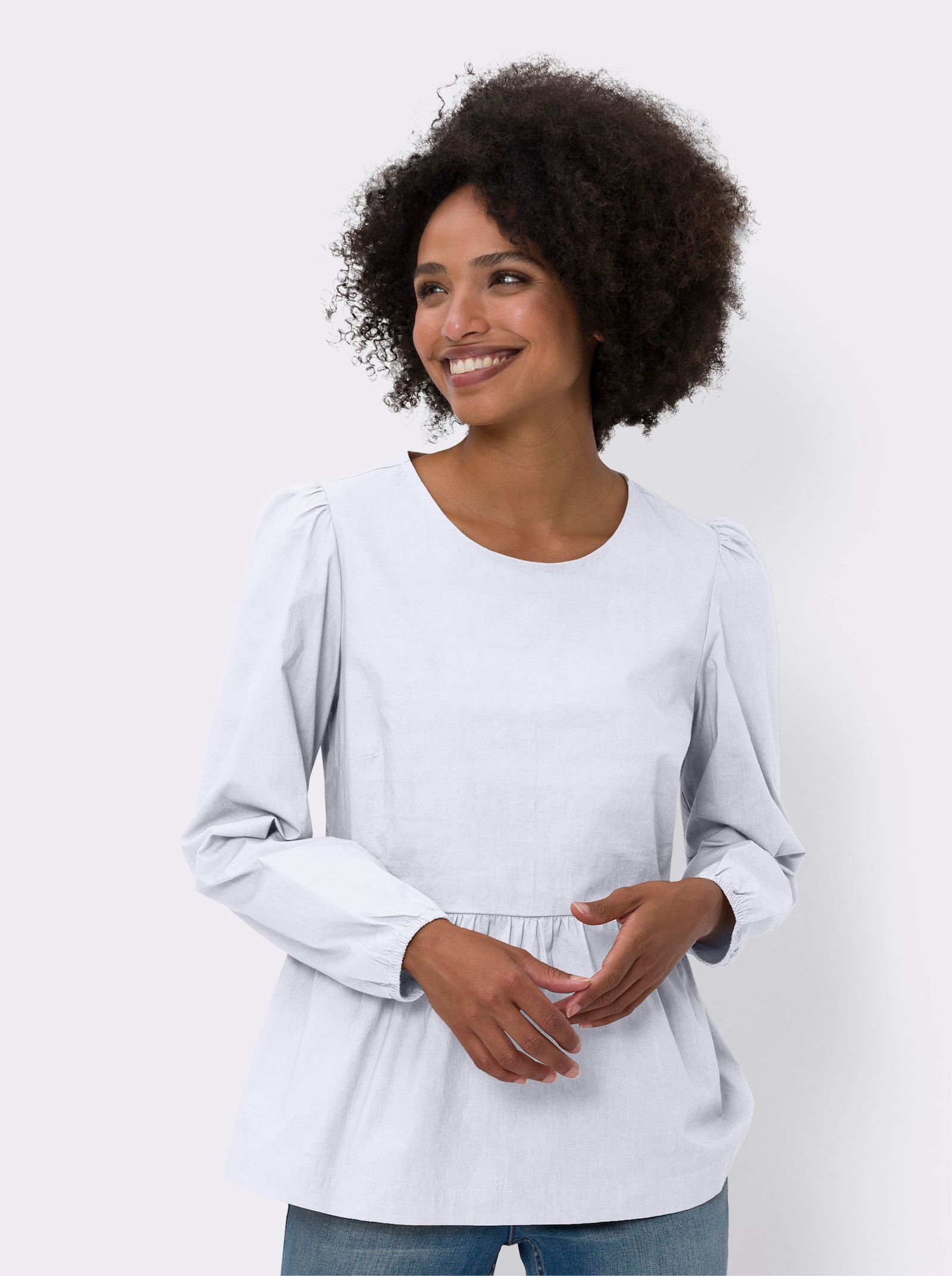 heine Schlupf-Bluse mit Ballonärmeln - weiß