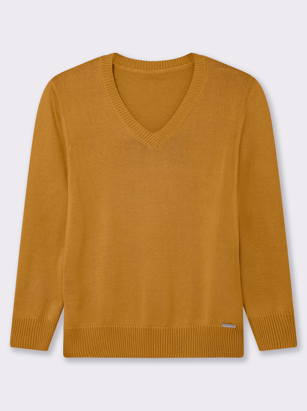 V-Ausschnitt-Pullover mit Baumwolle - maisgelb