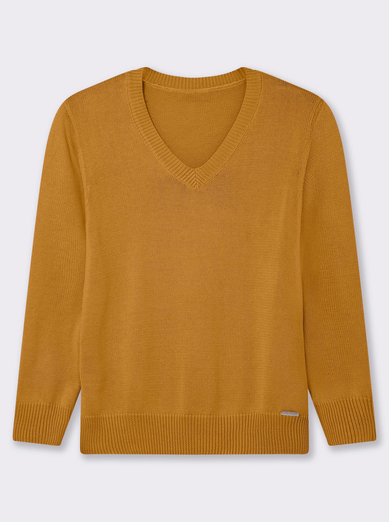 V-Ausschnitt-Pullover mit Baumwolle - maisgelb