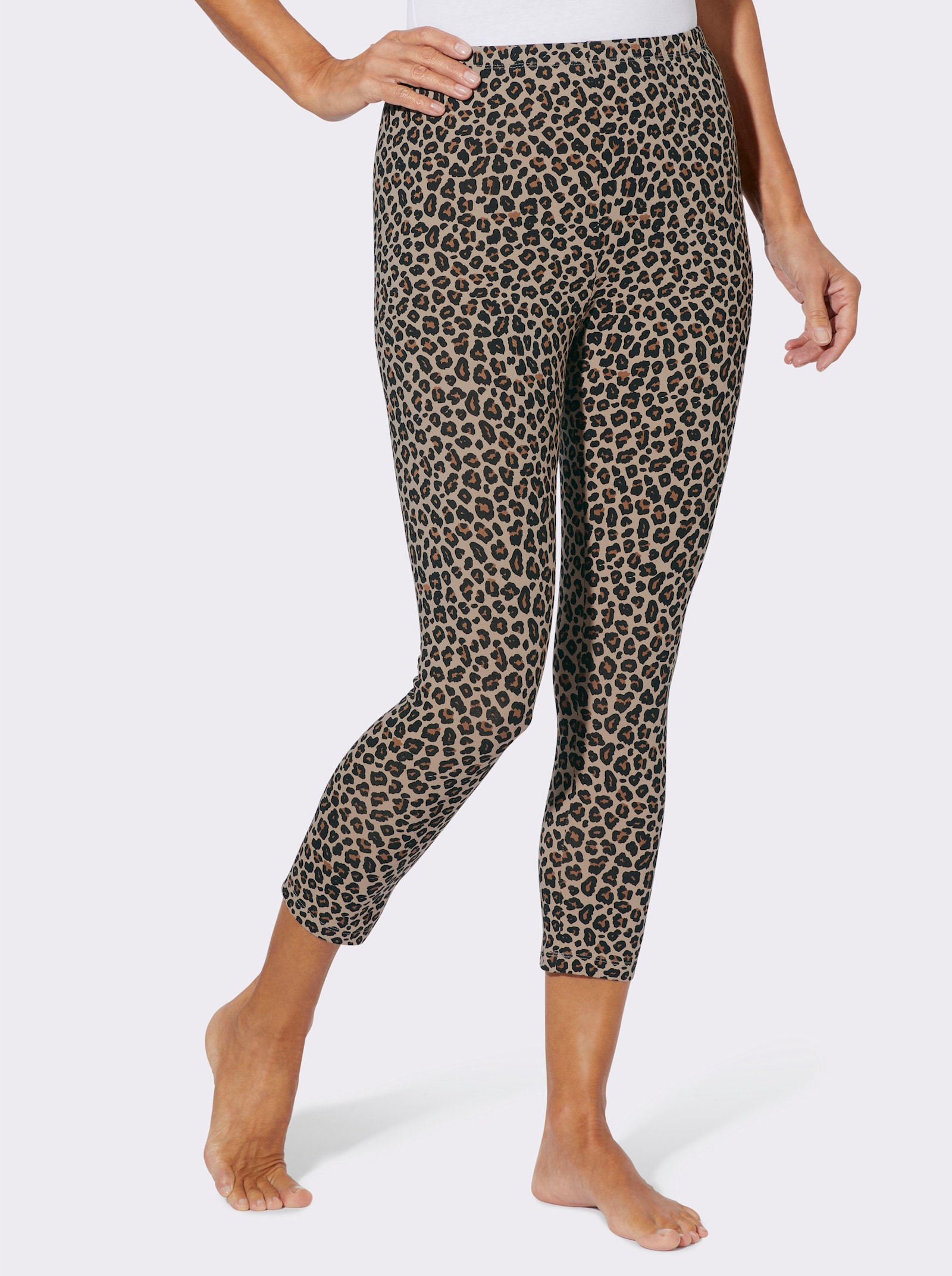 Legíny s leopardím vzorem - béžová-potisk