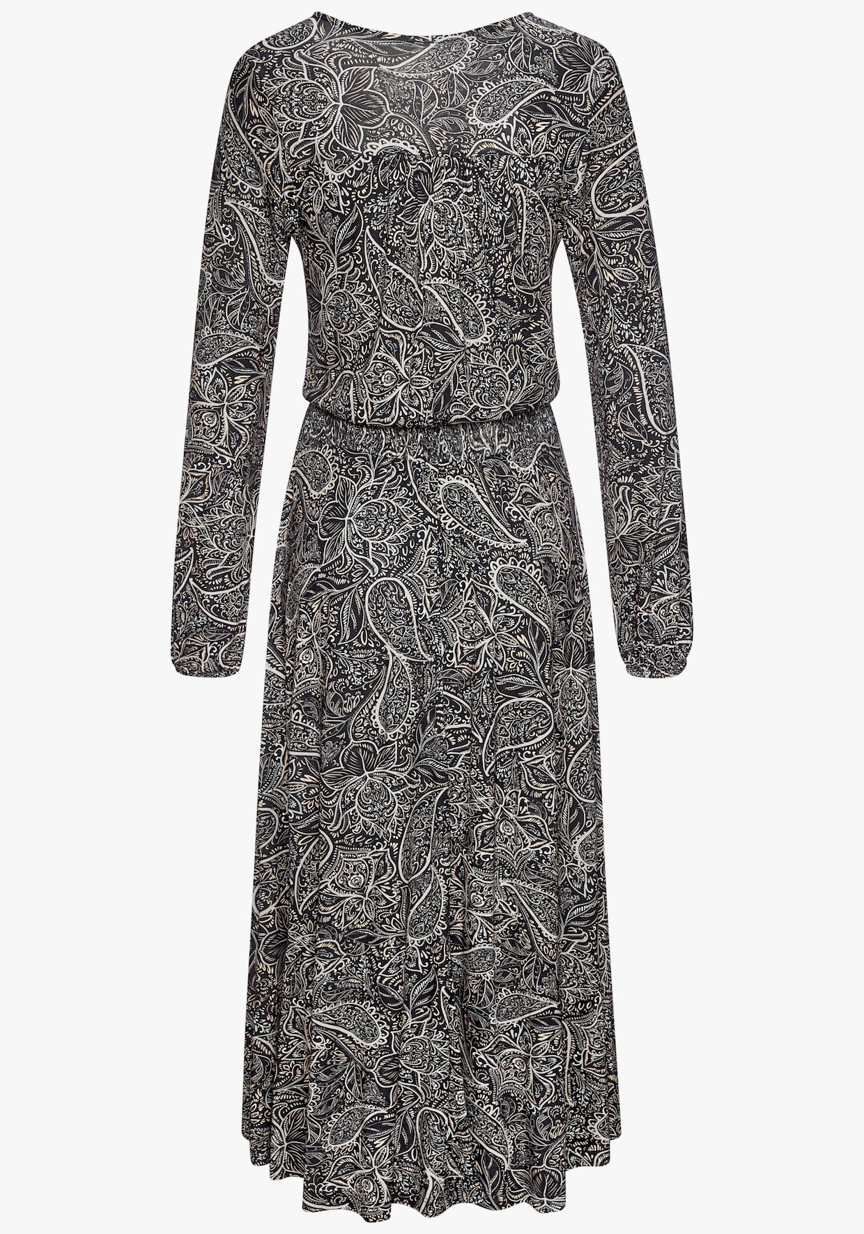 LASCANA Maxikleid - schwarz-creme-grau bedruckt