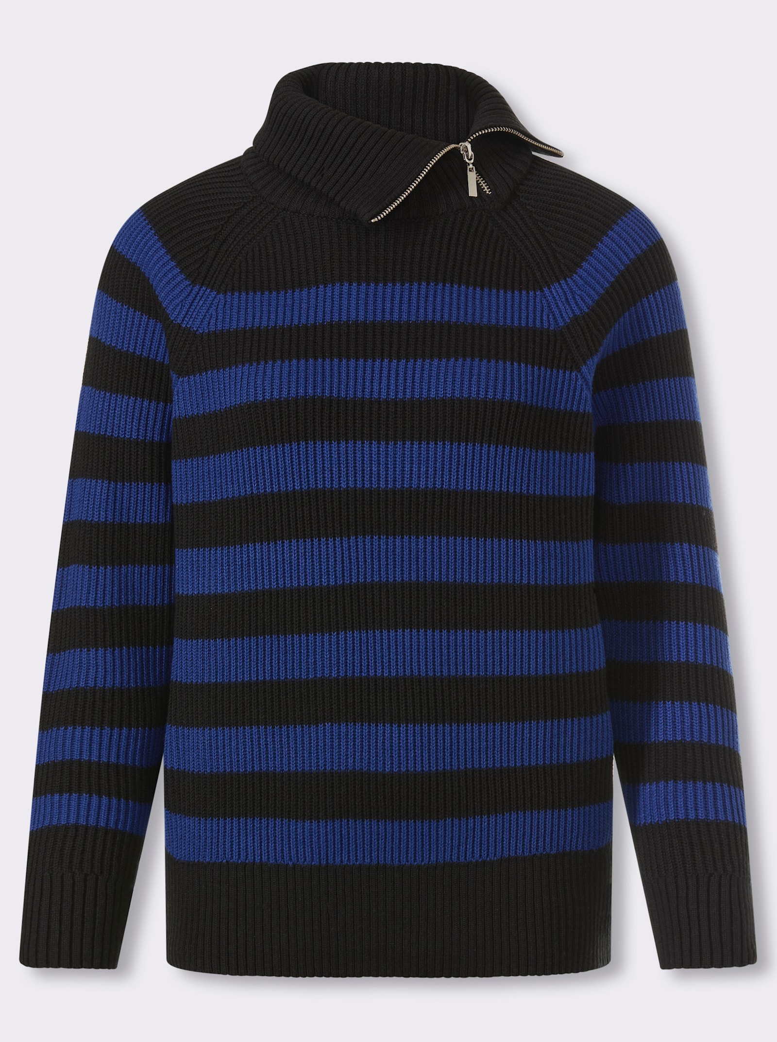 heine Langarm-Pullover mit Ringelstreifen - schwarz-royalblau-geringelt