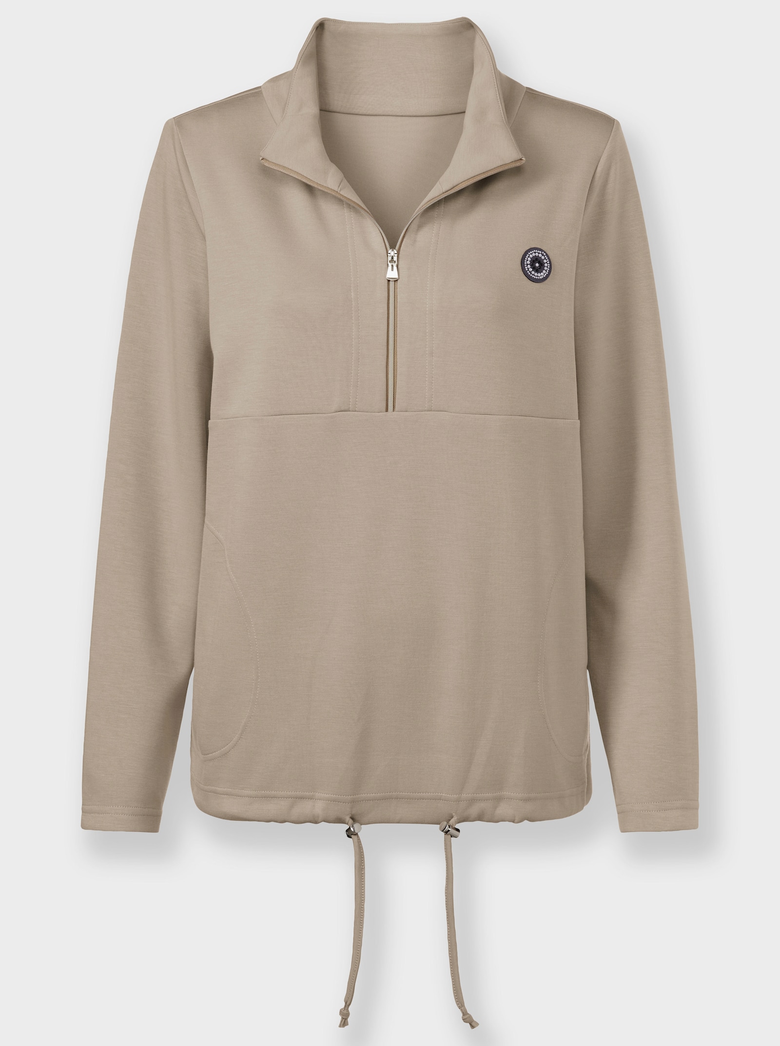 Sweatshirt mit weitenregulierbarem Saum - beige