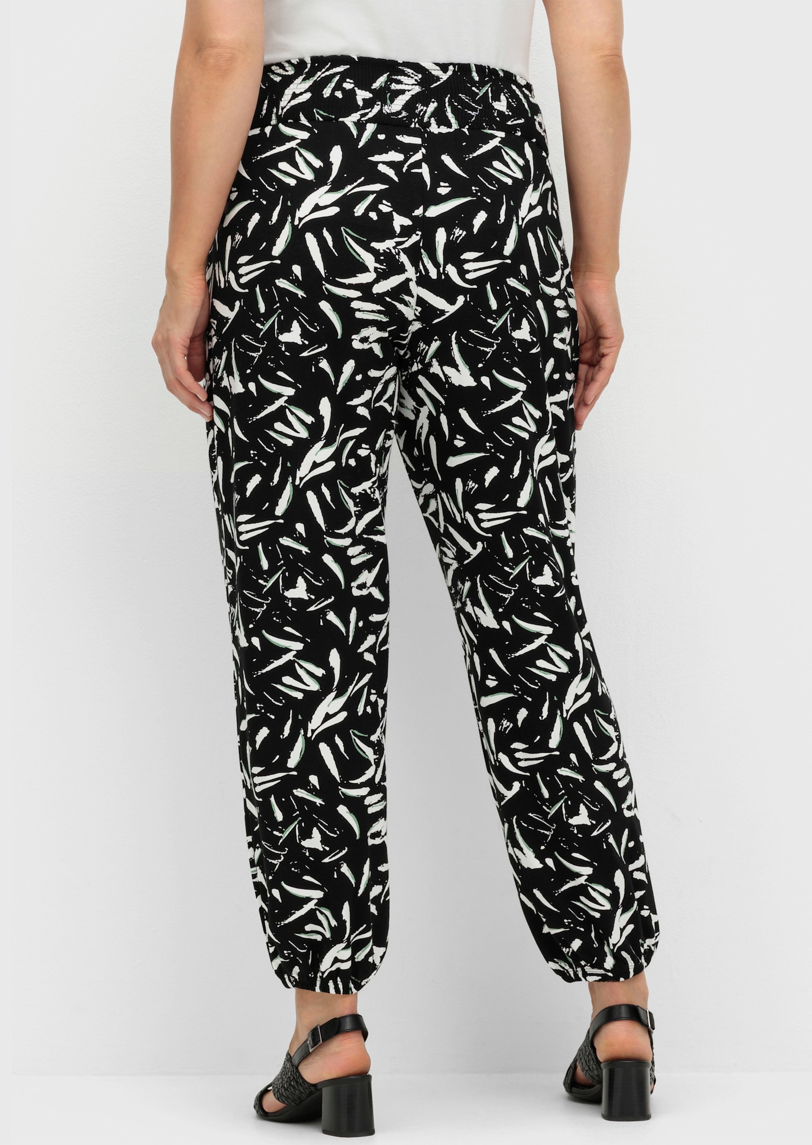 sheego Pantalon extensible - noir-blanc