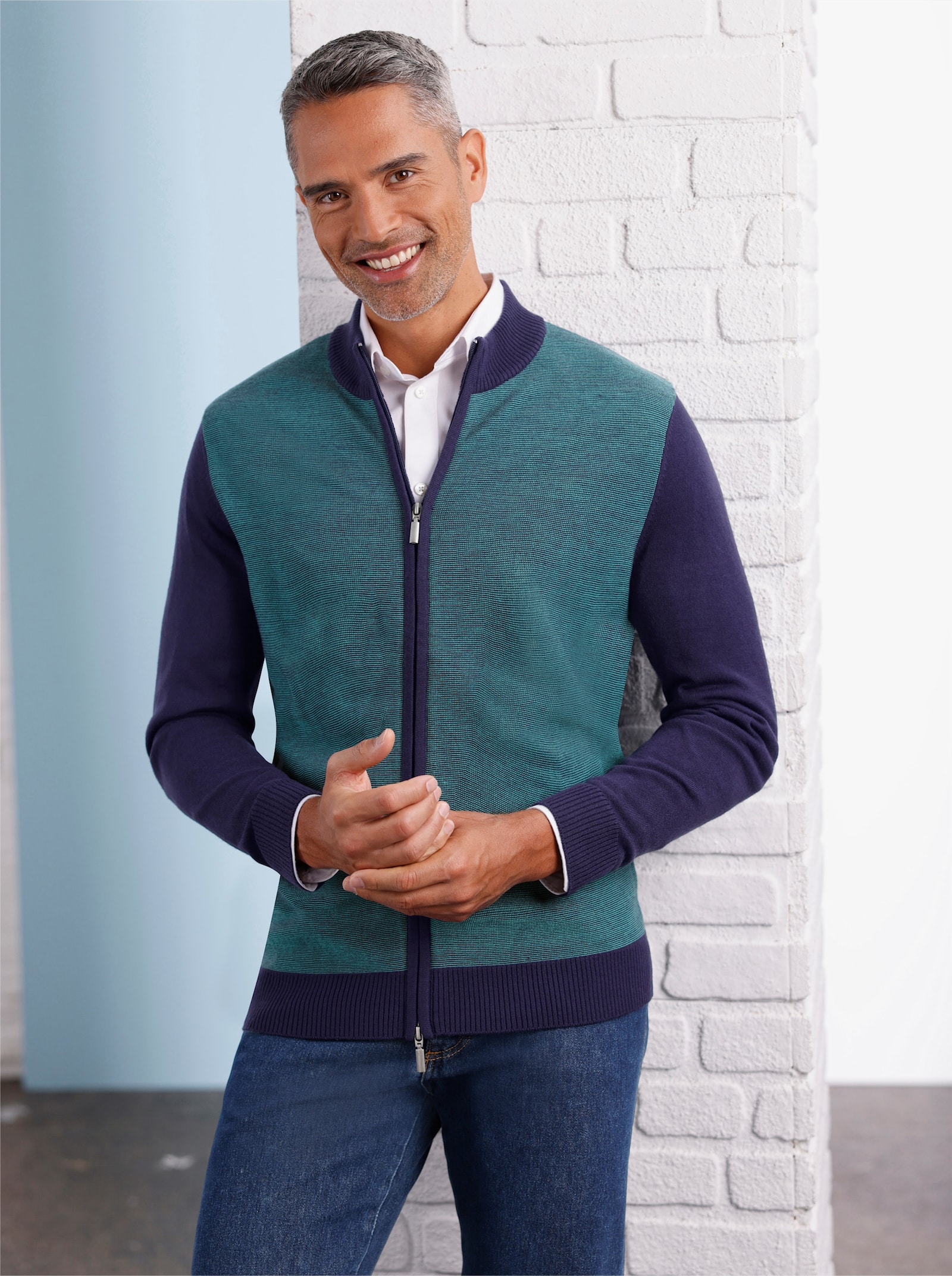 Vest met 2-wegritssluiting - marine/smaragdgroen