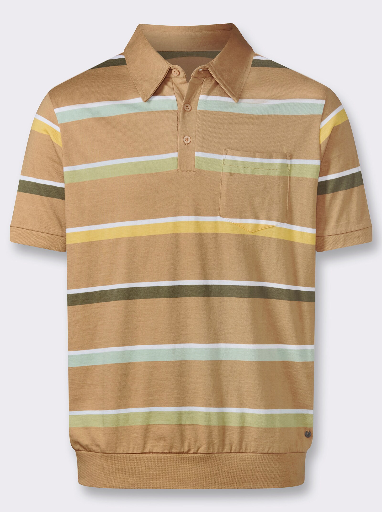 Marco Donati Kurzarmshirt mit garngefärbten Streifen - camel-gestreift