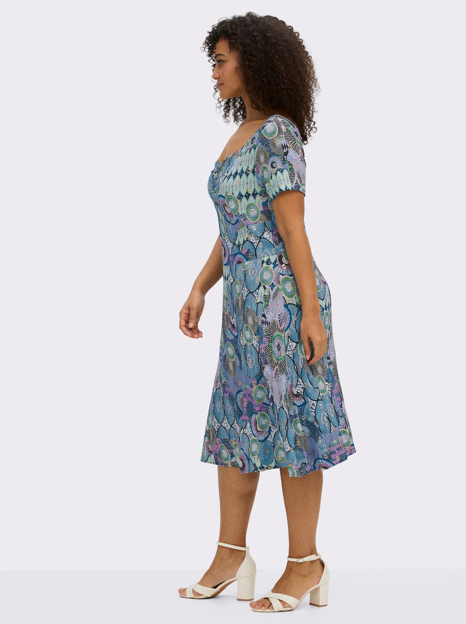 sheego by Joe Browns Jerseykleid mit herzförmigem Ausschnitt - topas-orchidee-bedruckt