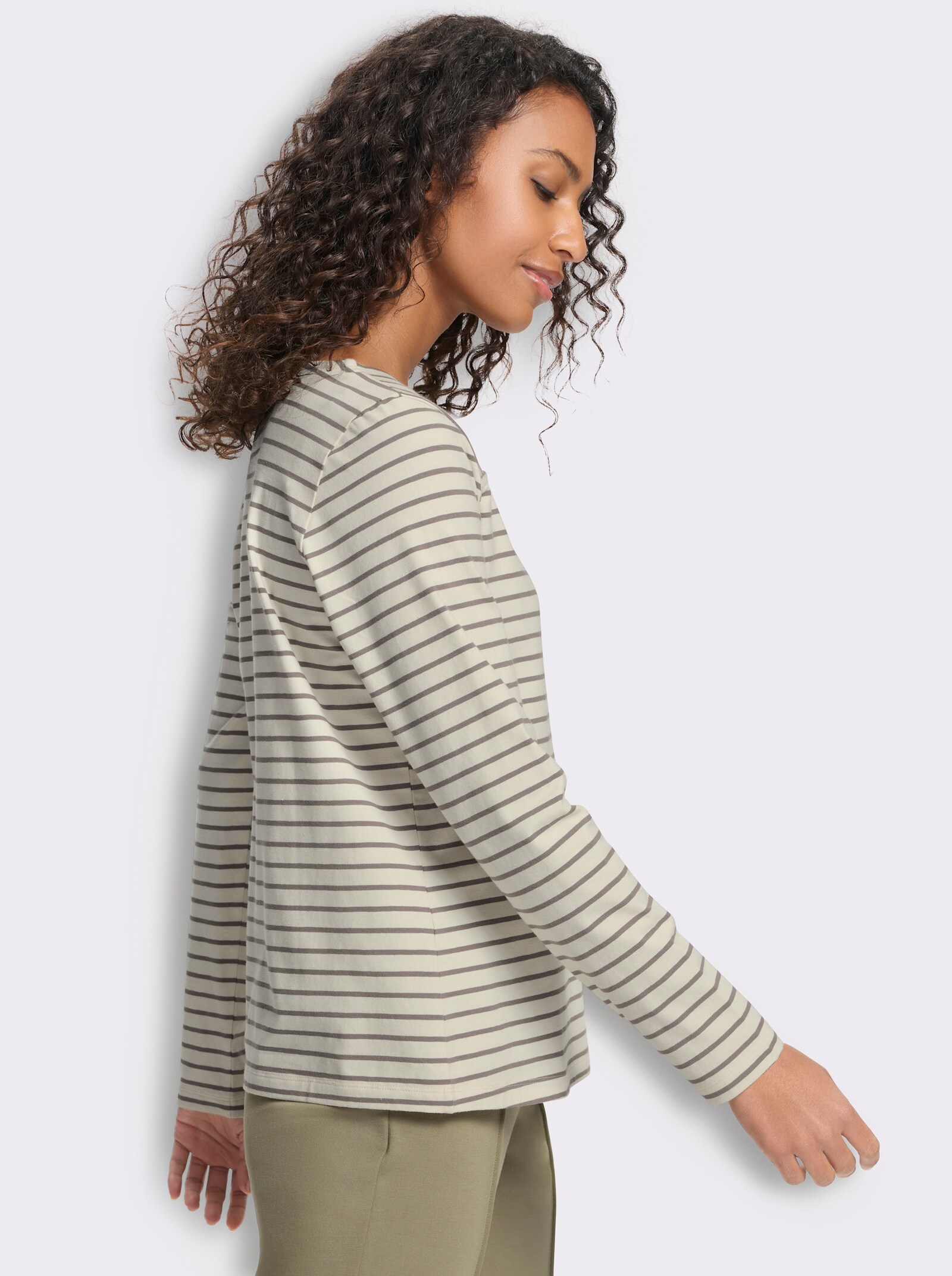 heine Ringelshirt mit Karree-Ausschnitt - champagner-taupe-geringelt