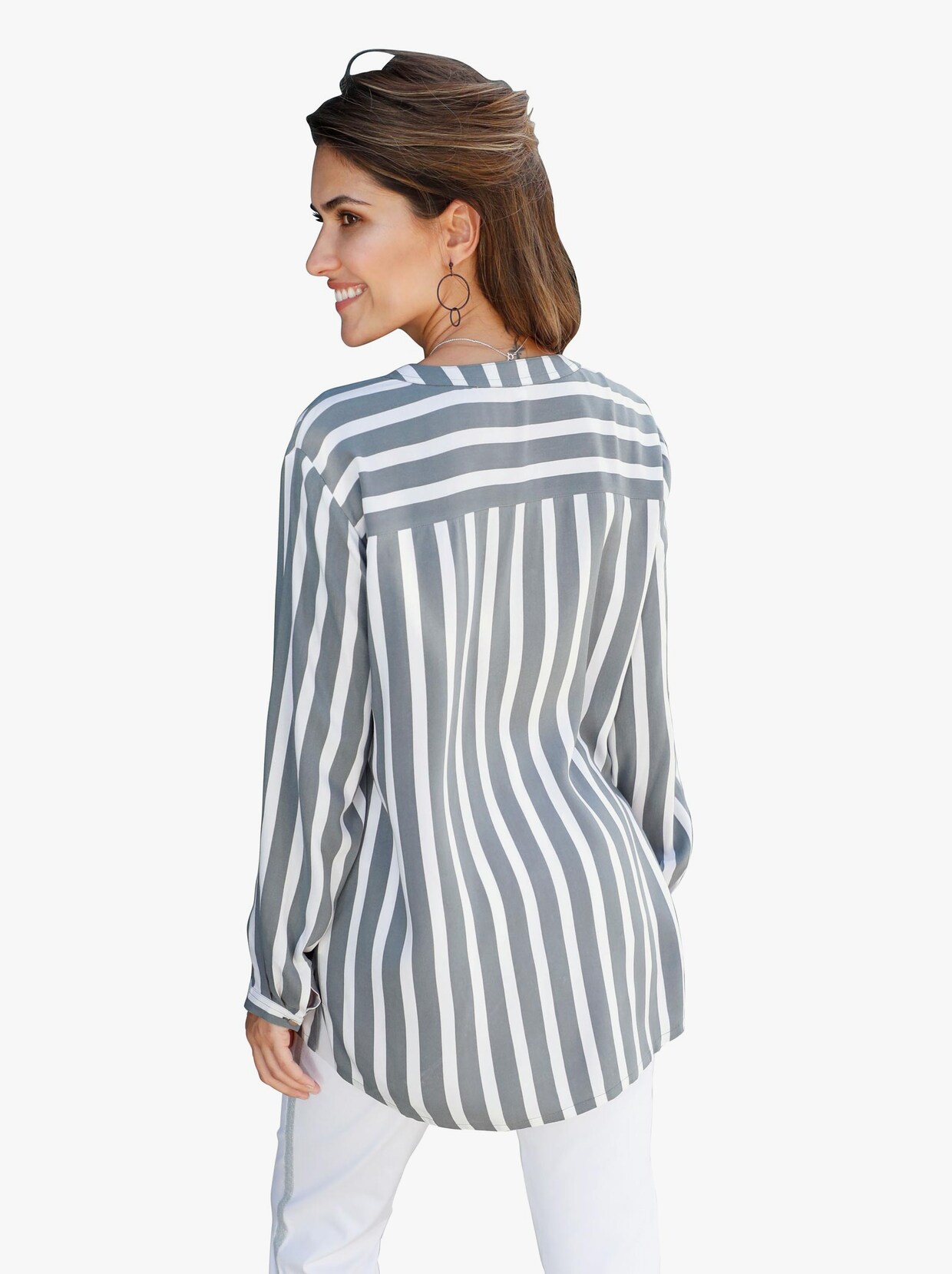 Longline blouse - grijs gestreept