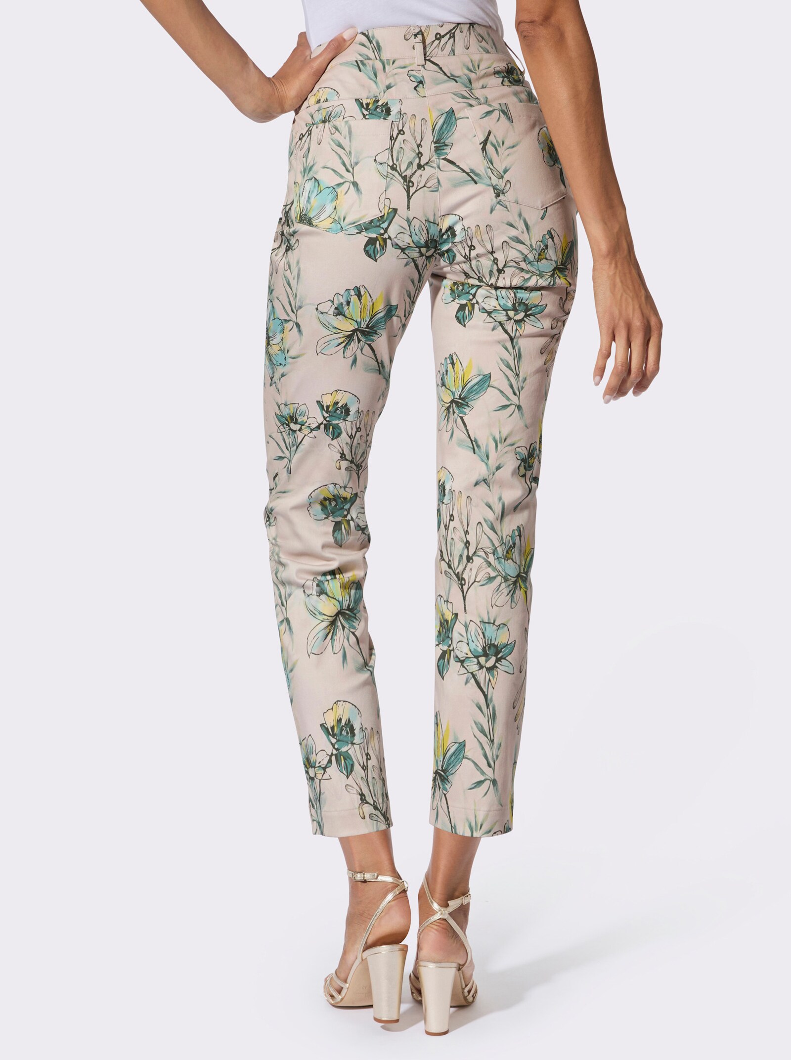 Druckhose im 5 Pocket-Style - elfenbein-mint-bedruckt
