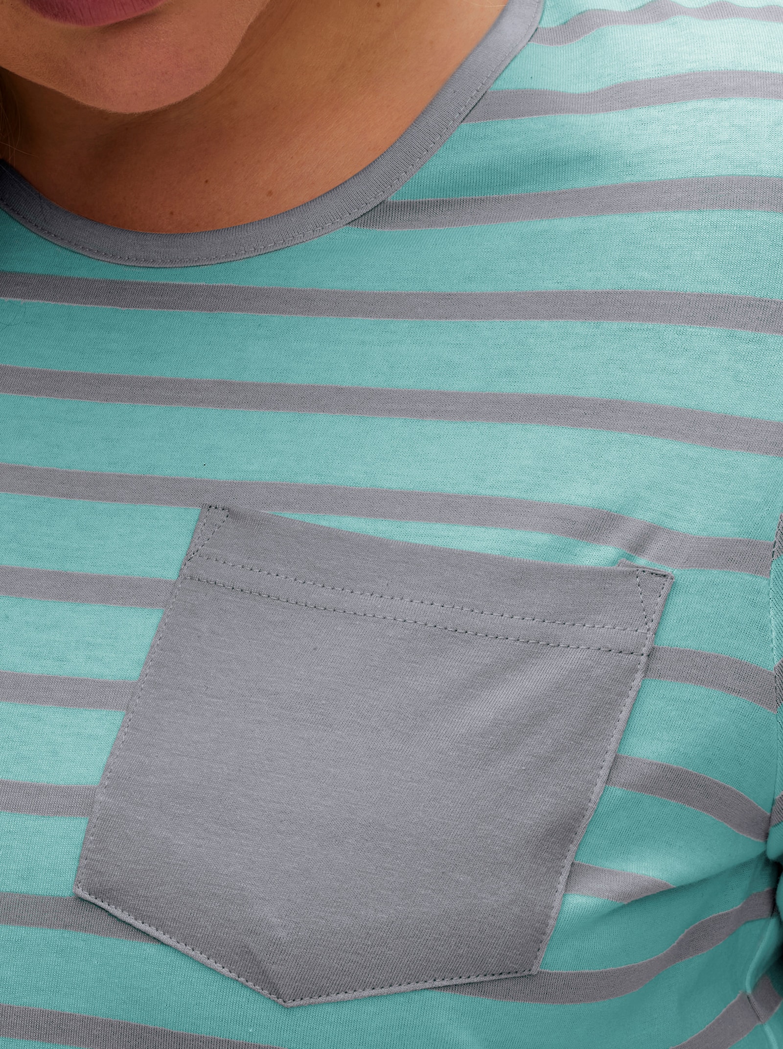 wäschepur Sleepshirts im Baumwoll-Mix - grau-meliert + mint