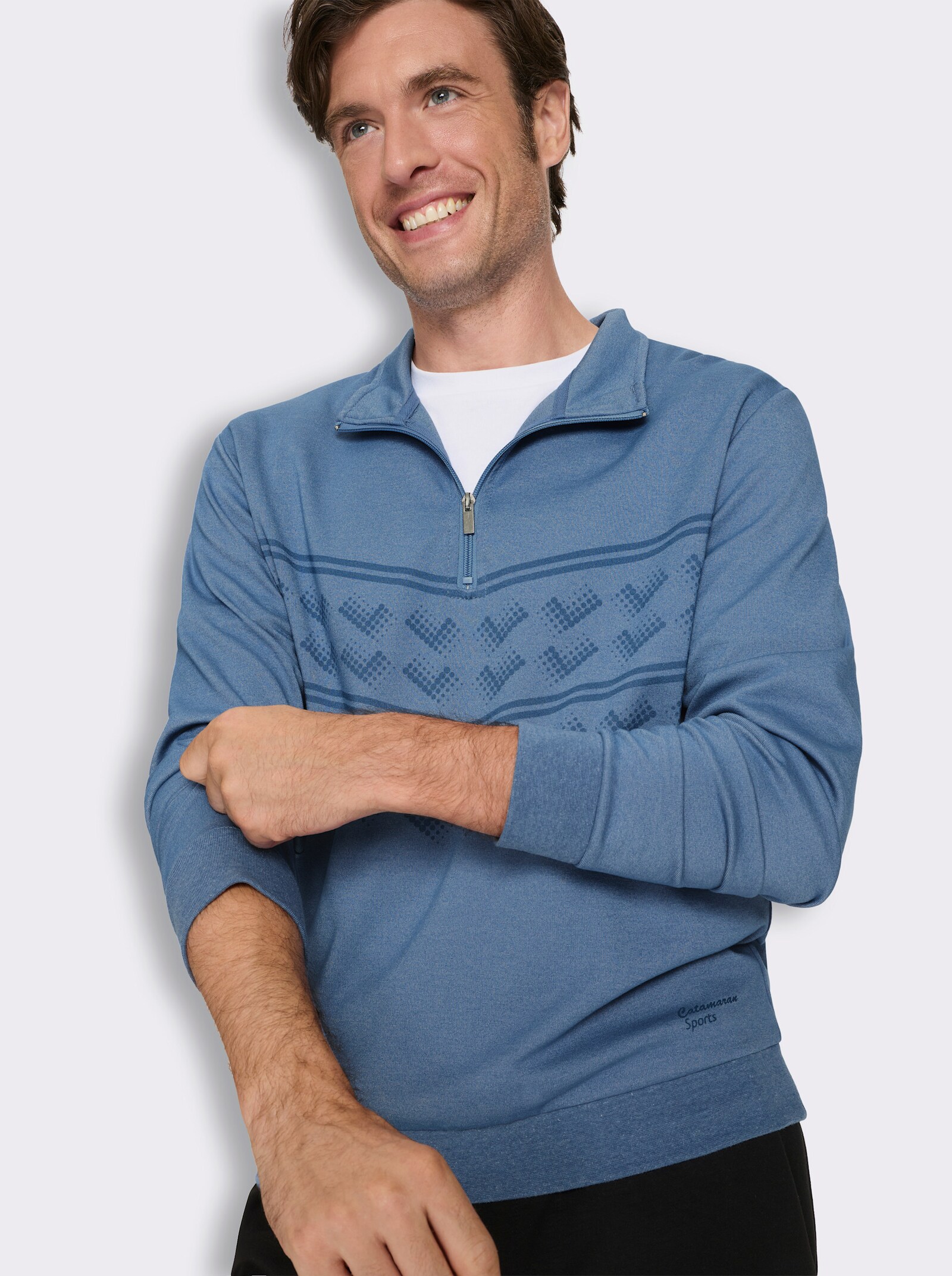 Catamaran Sports Funktionsshirt mit Reißverschluss - mittelblau-meliert