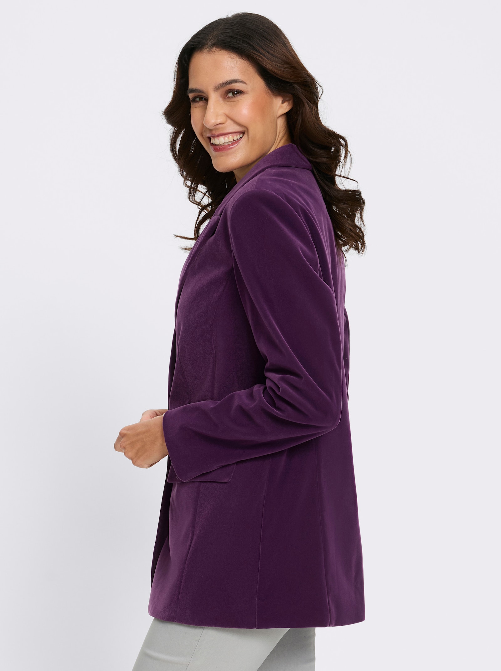 Samtblazer mit spitzem Revers - traube