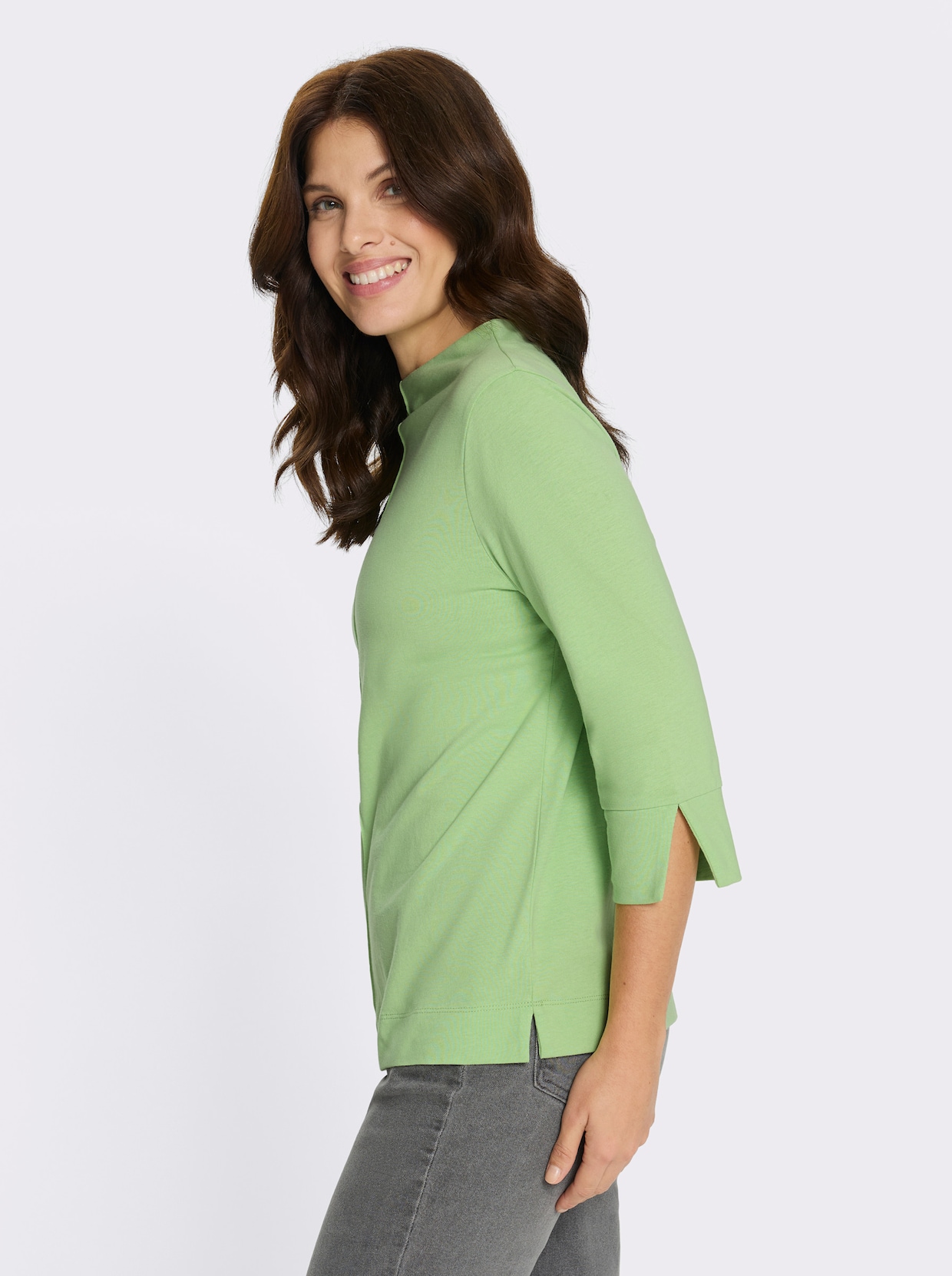 3/4-Arm-Shirt mit Biesen im Vorderteil - reseda