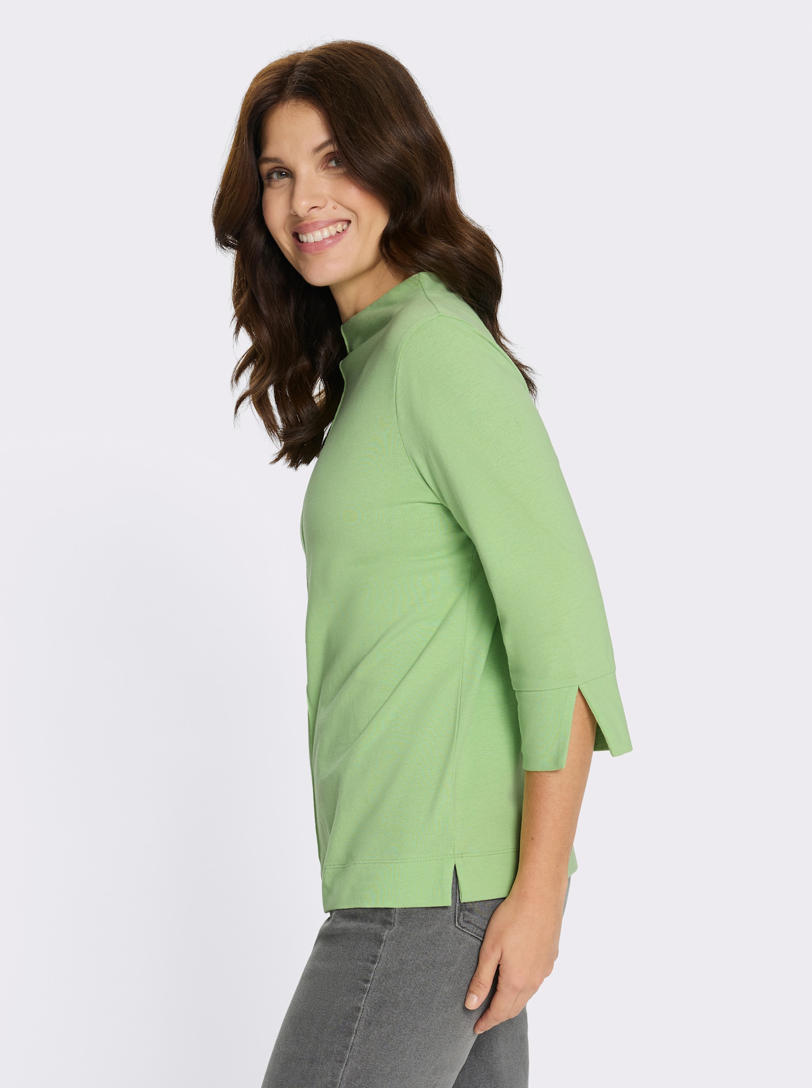 3/4-Arm-Shirt mit Biesen im Vorderteil - reseda