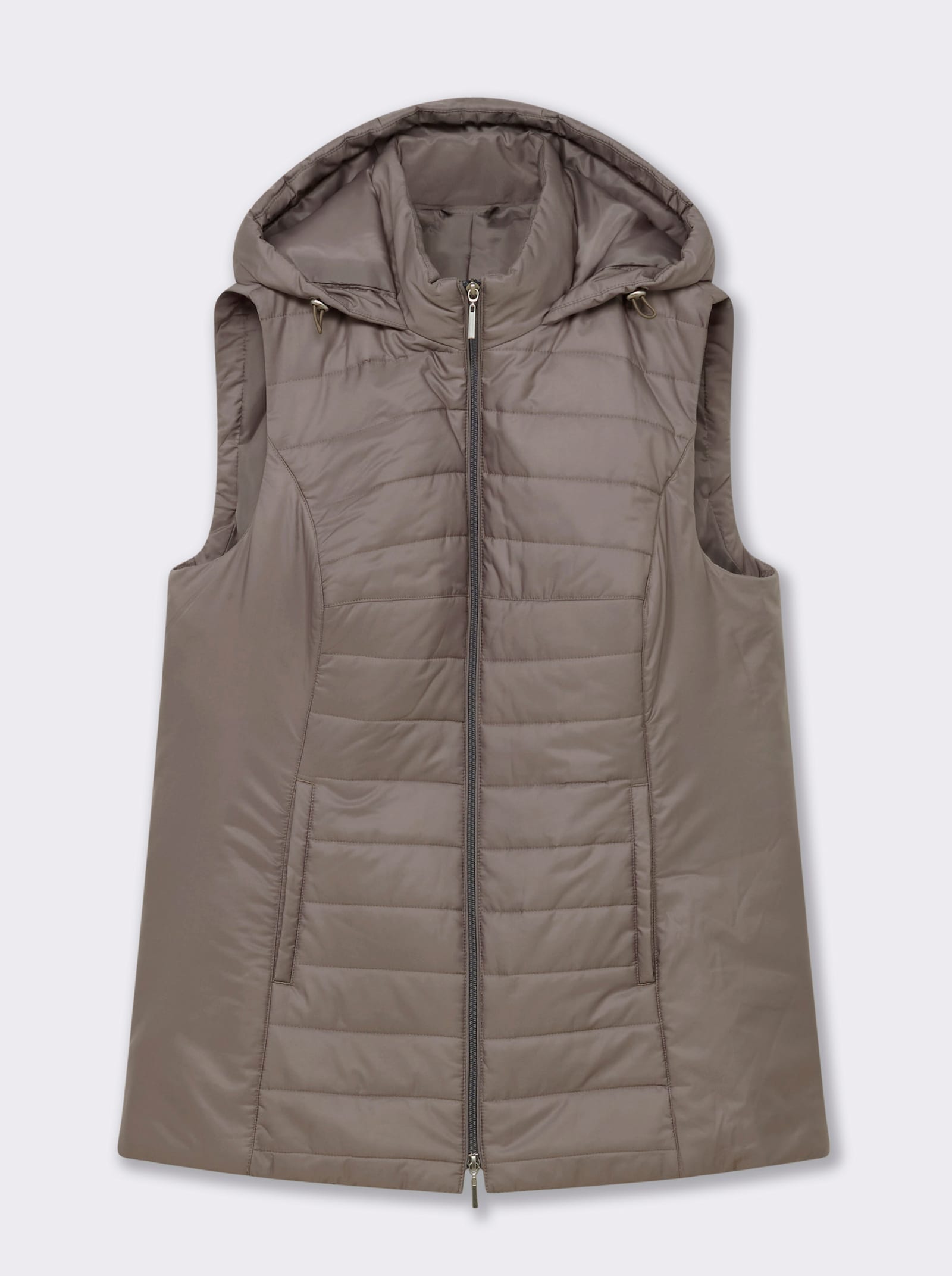 Longweste mit Kapuze - taupe